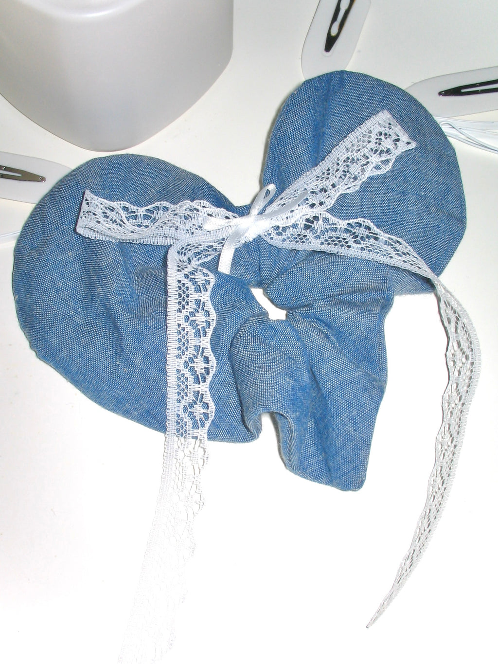 Heart Shape Denim Scrunchie