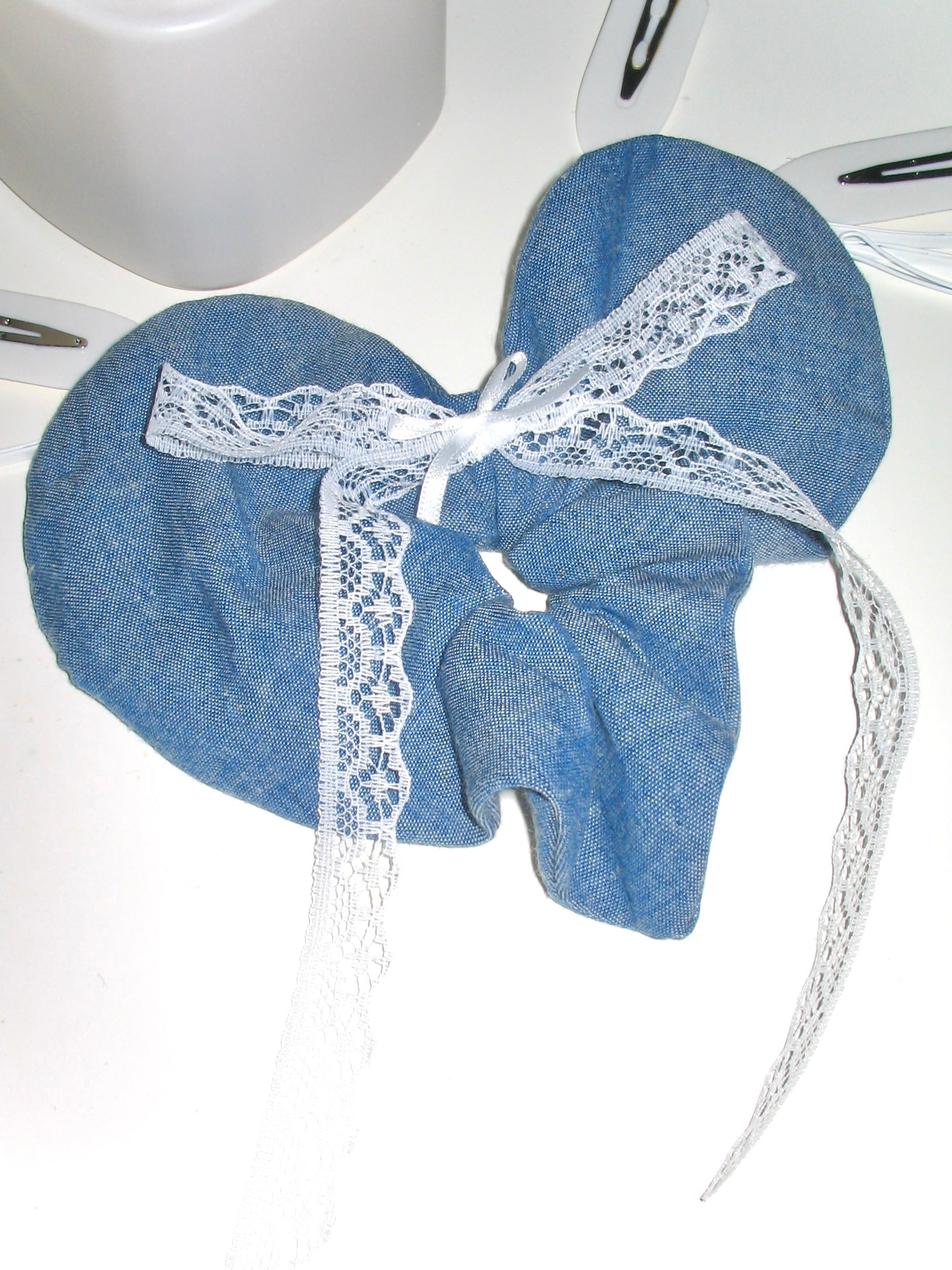 Heart Shape Denim Scrunchie