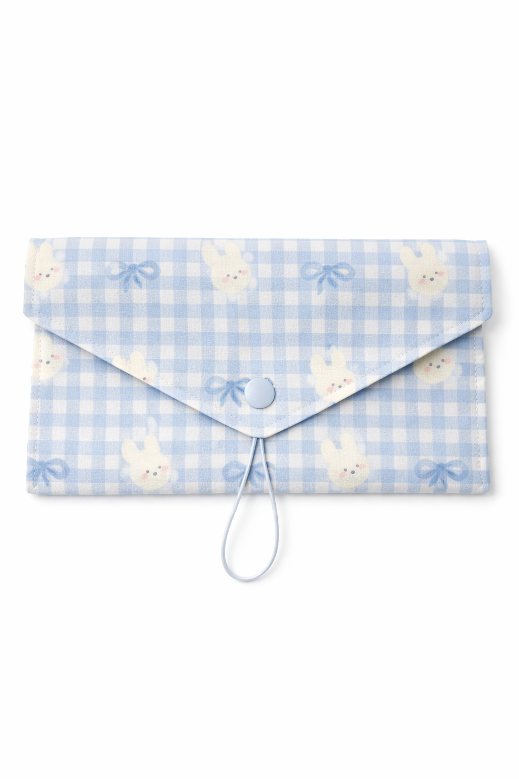 Blue Bunny Gingham Envelope Pouch