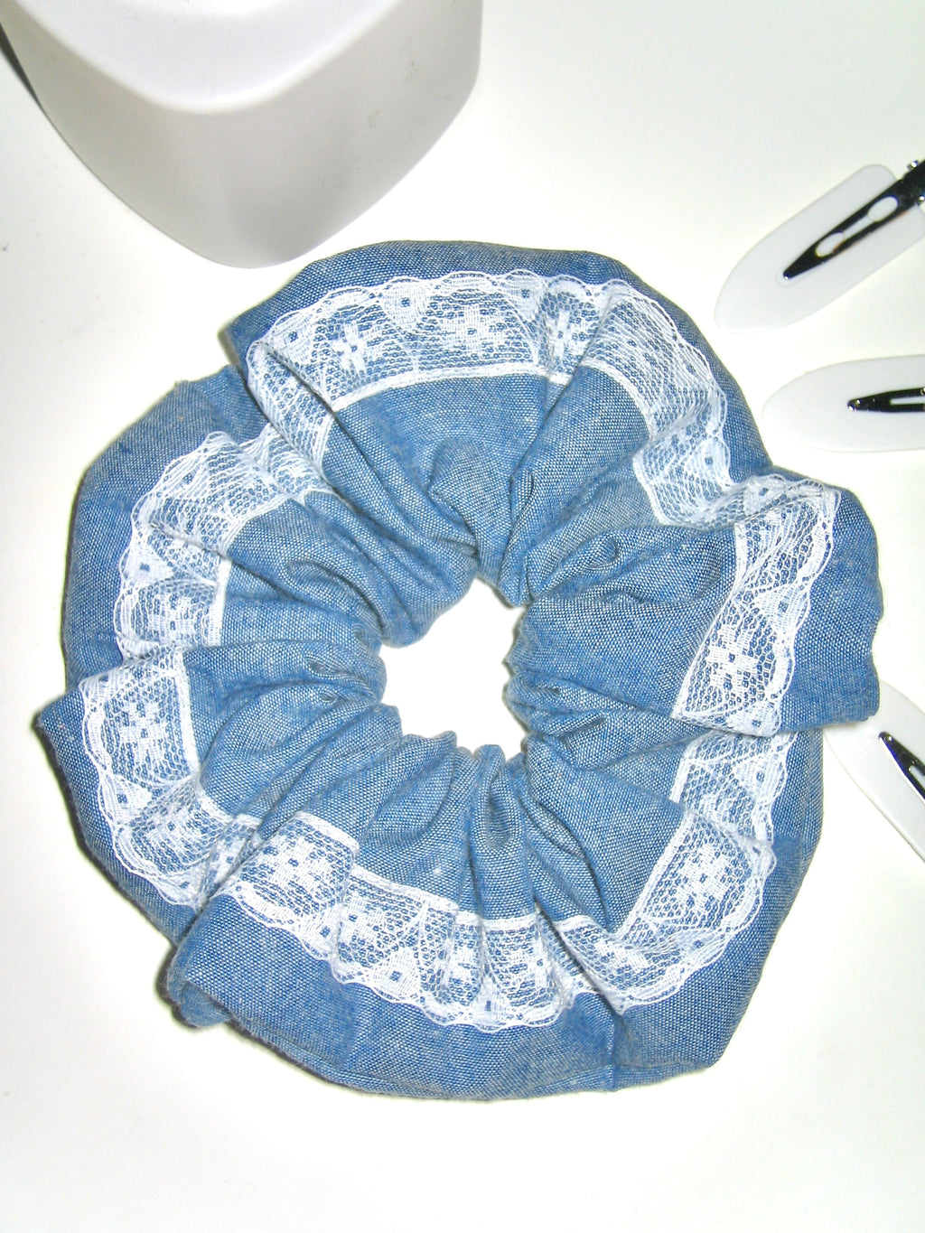 Denim Lace Scrunchie