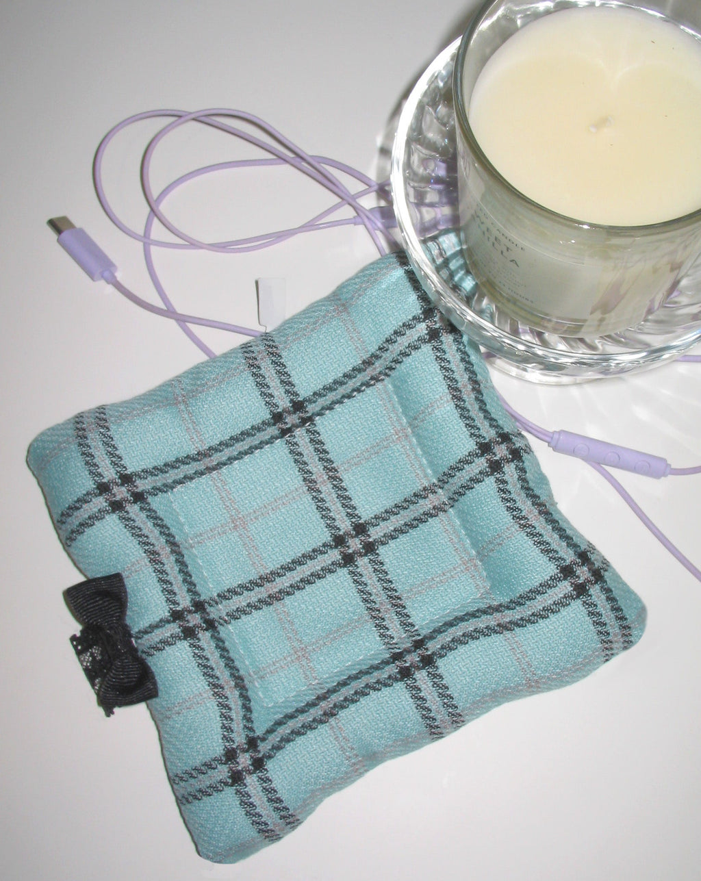 Mint Green Checked Fabric Coaster
