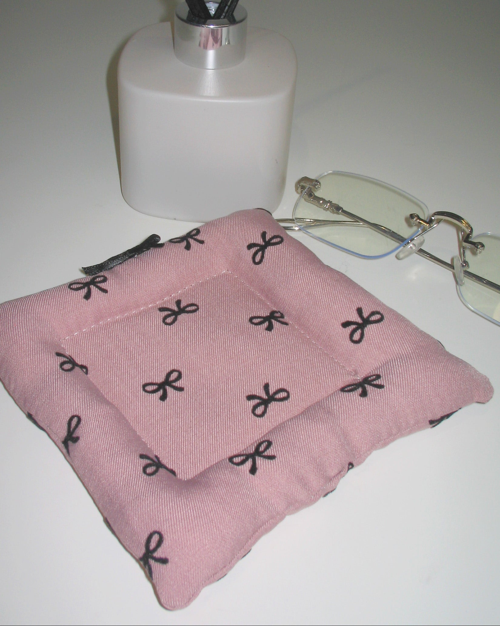 Pink Bow Print Fabric Coaster
