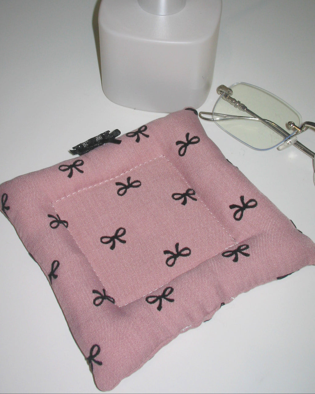 Pink Bow Print Fabric Coaster