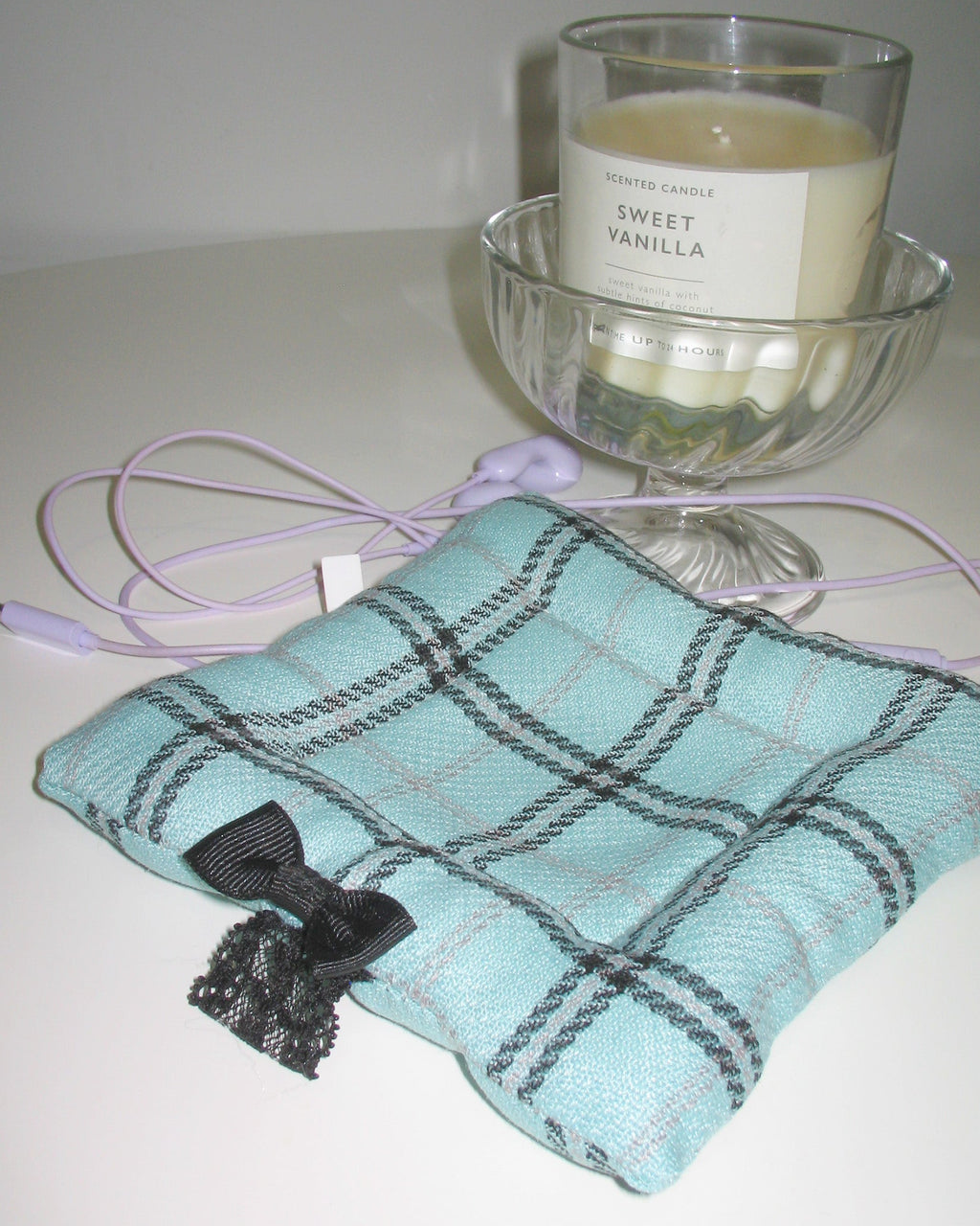 Mint Green Checked Fabric Coaster