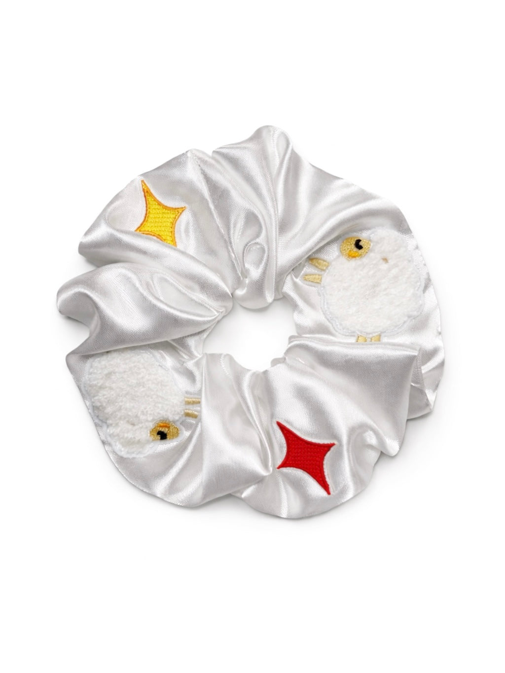 Embroidered Sleepy Sheep Satin Scrunchie