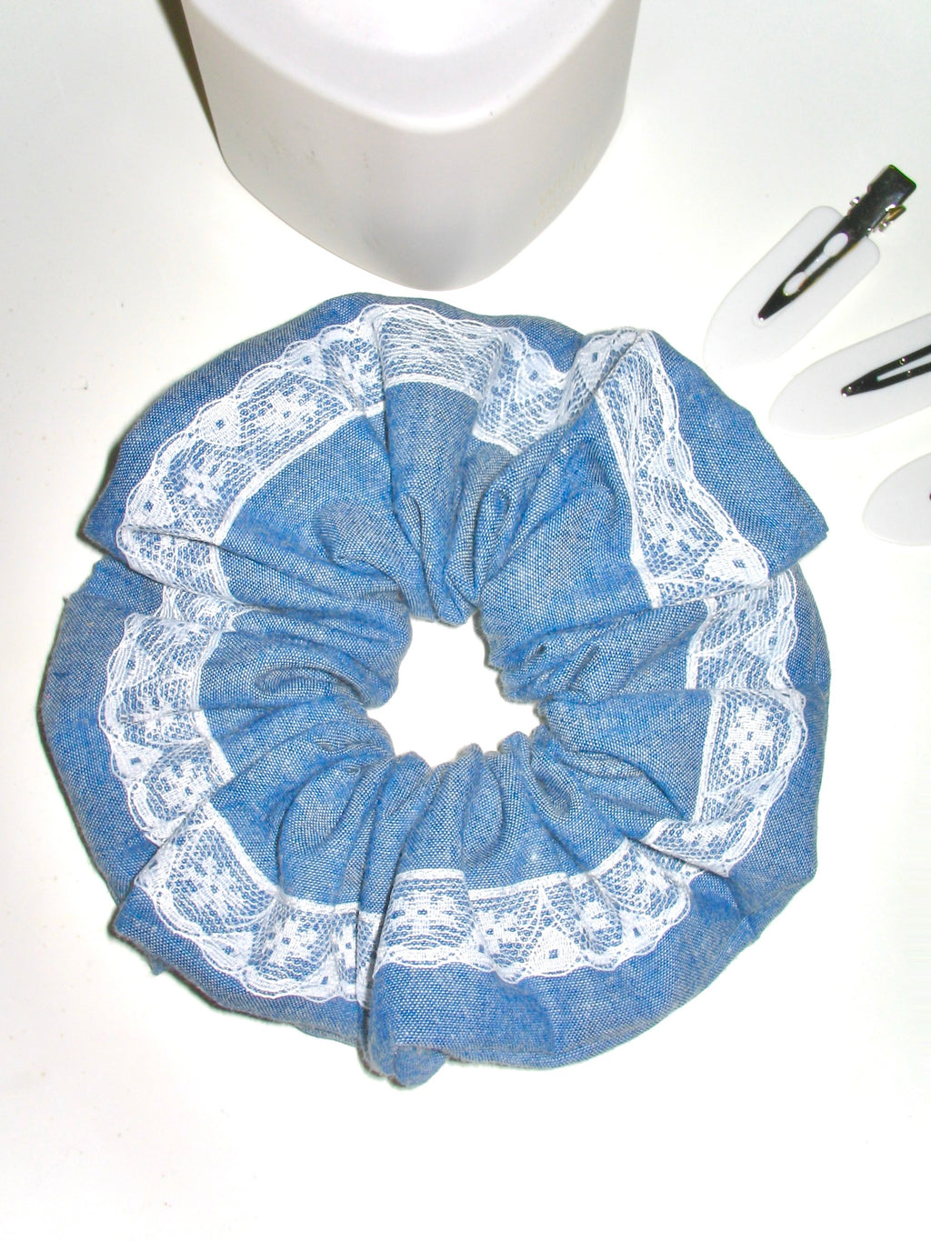 Denim Lace Scrunchie