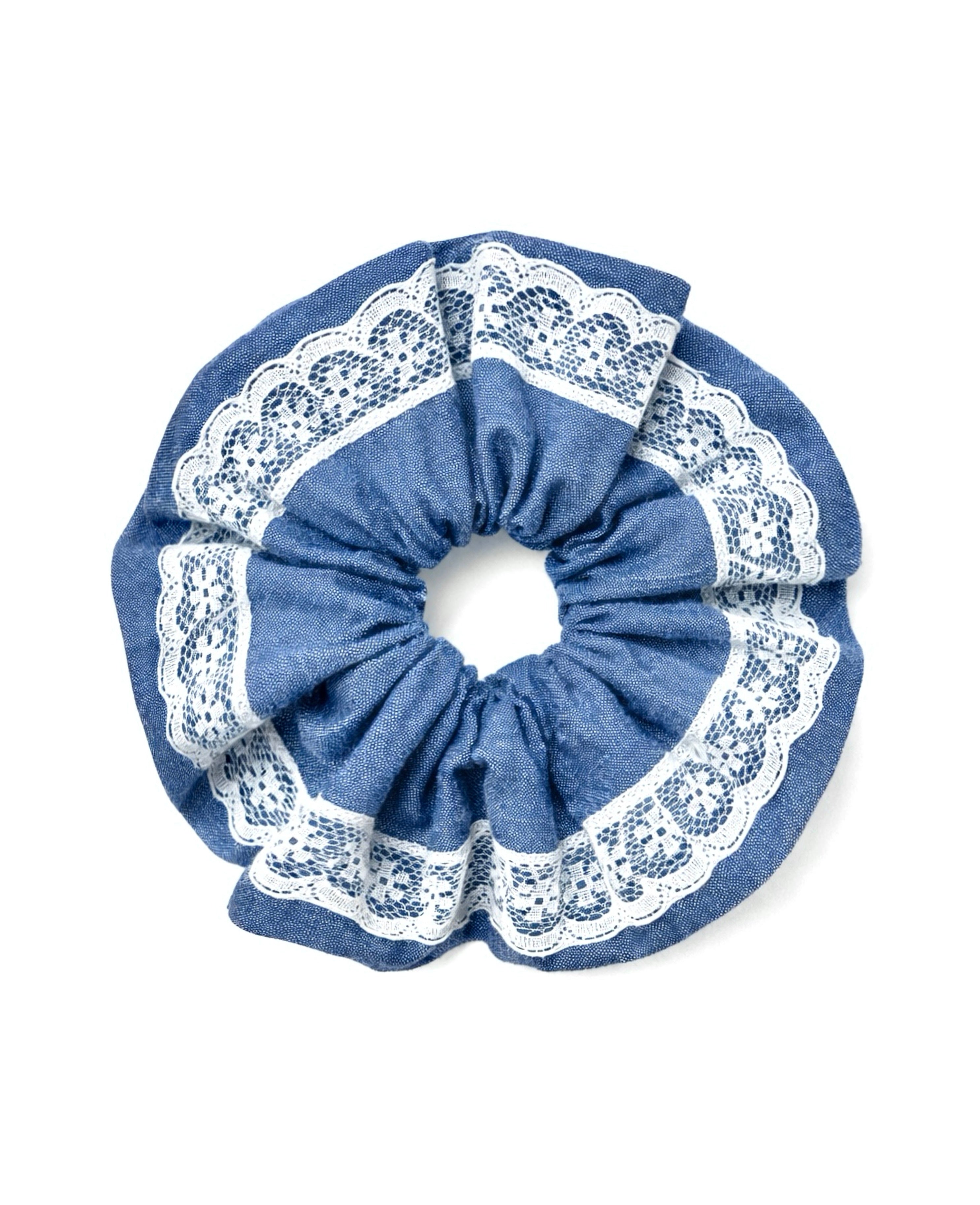 Denim Lace Scrunchie