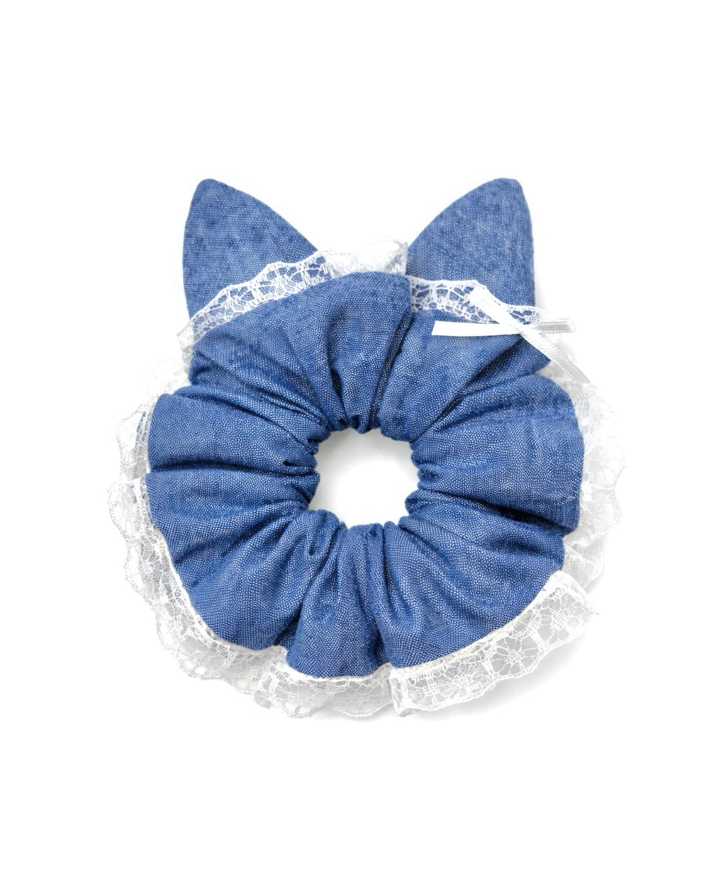 Denim Bow Ears Scrunchie