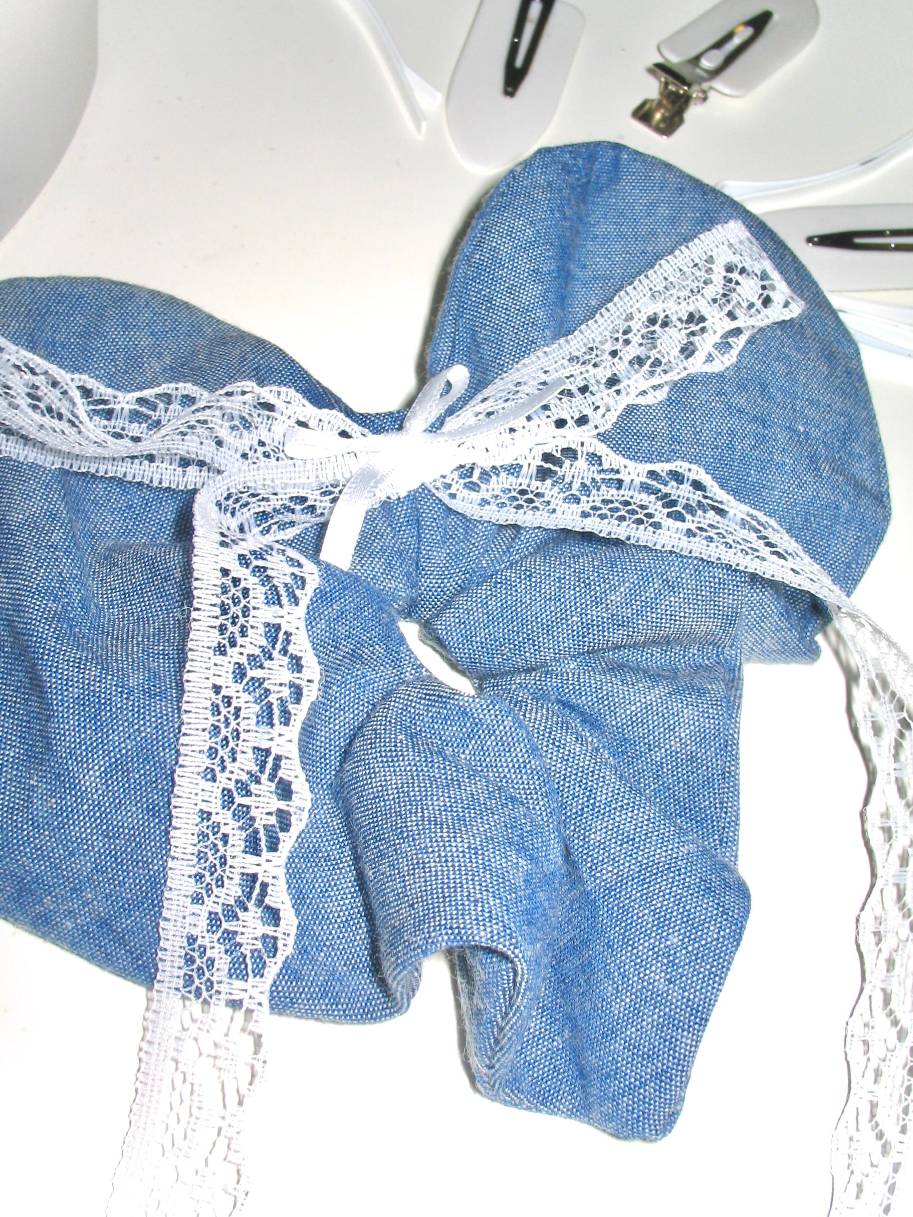 Heart Shape Denim Scrunchie