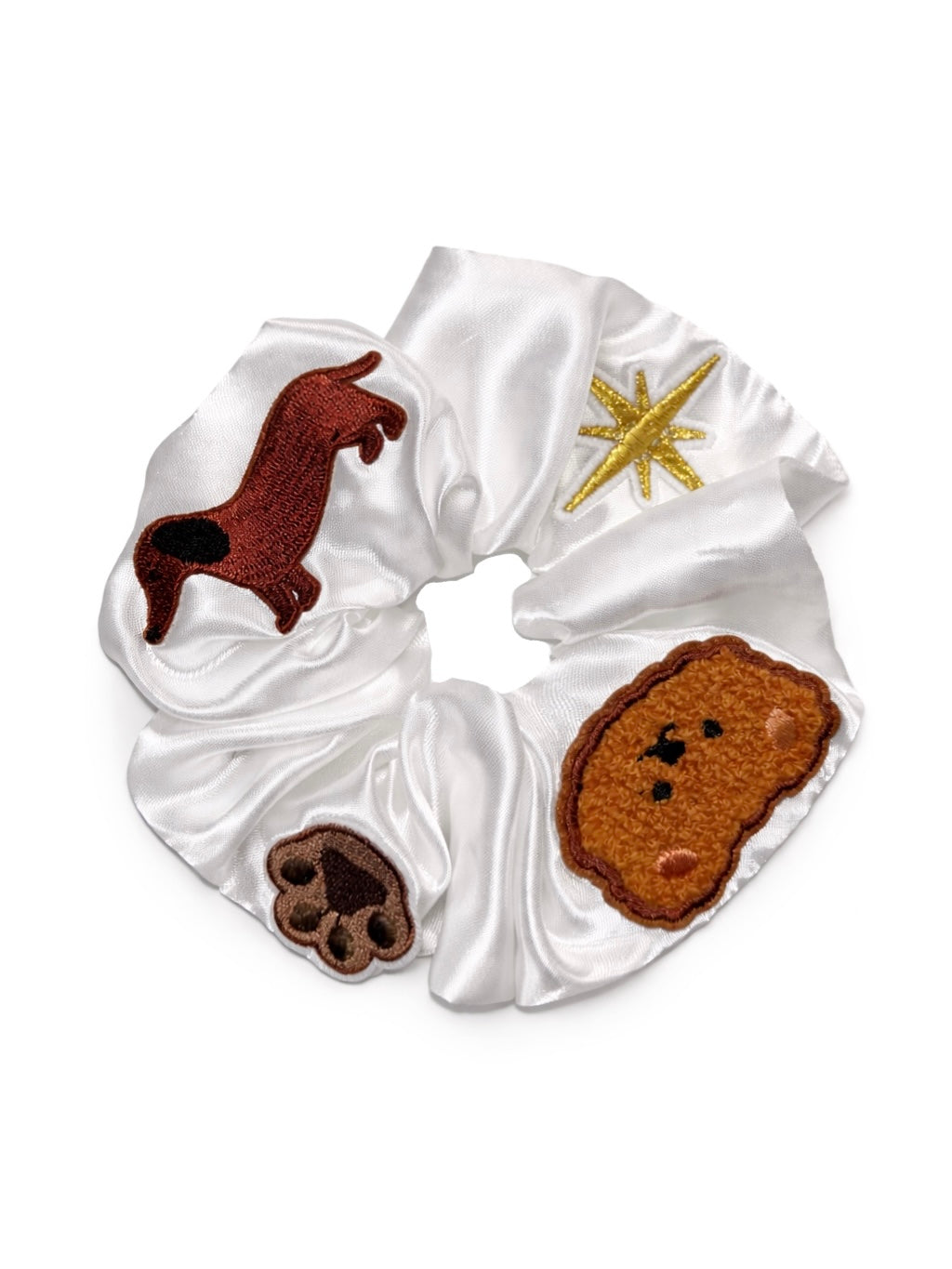Embroidered Animals Satin Scrunchie
