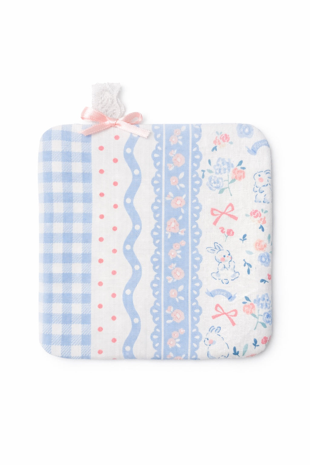 Square Coaster – Bunny Print (Blue)