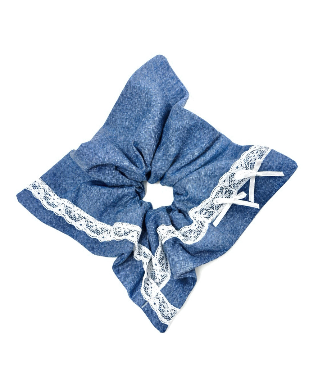 Denim Lace Square Scrunchie