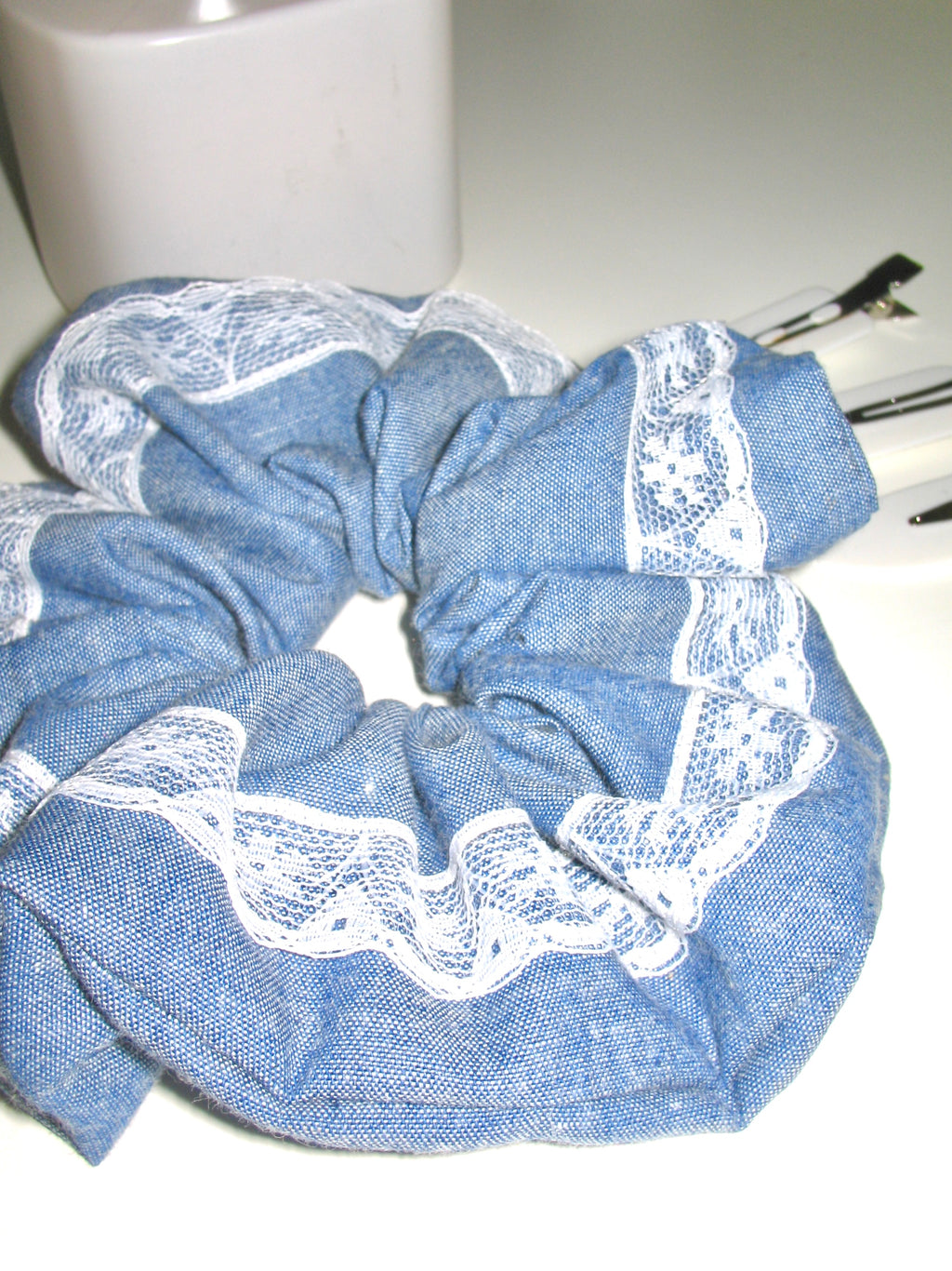 Denim Lace Scrunchie