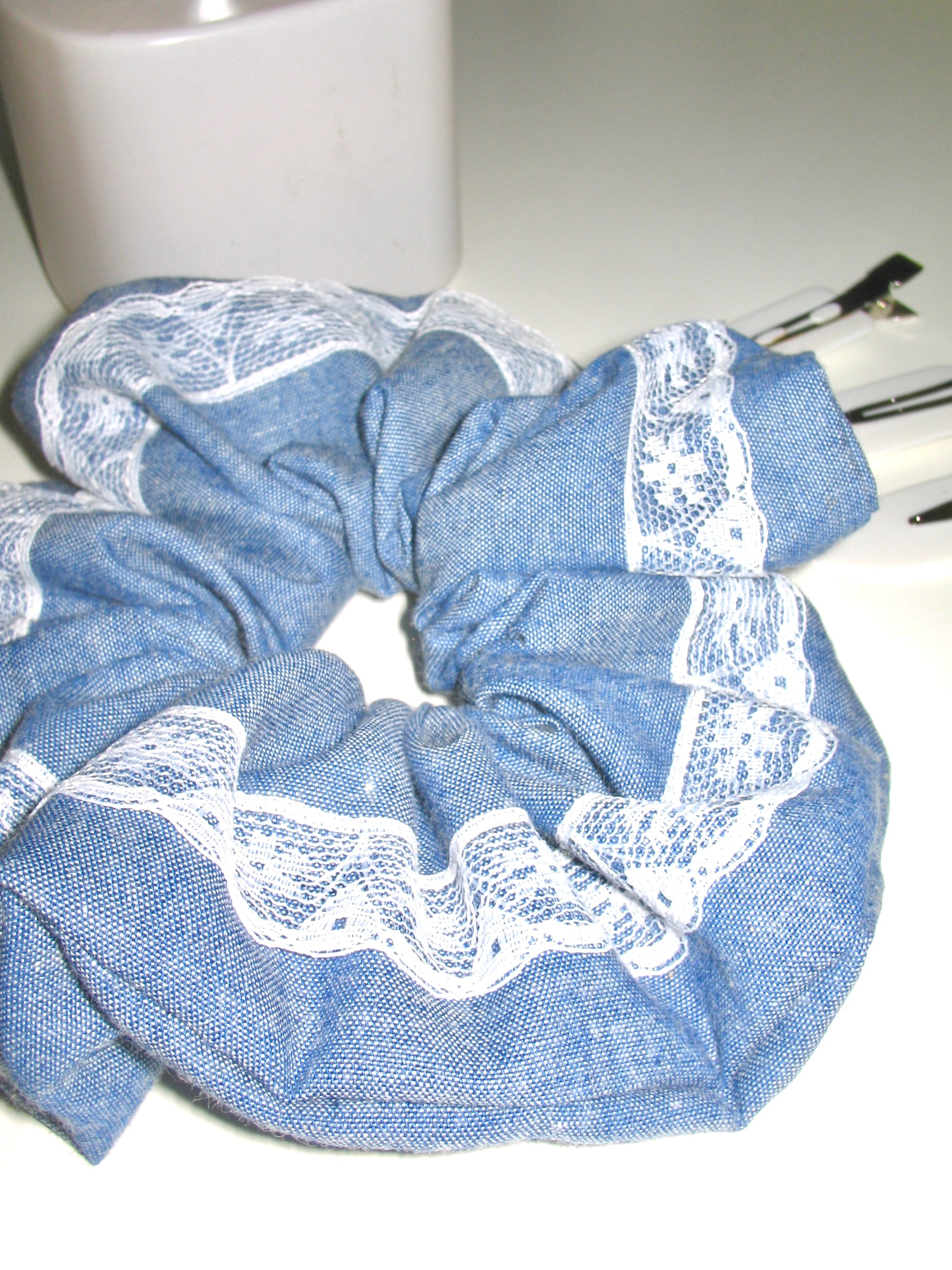 Denim Lace Scrunchie
