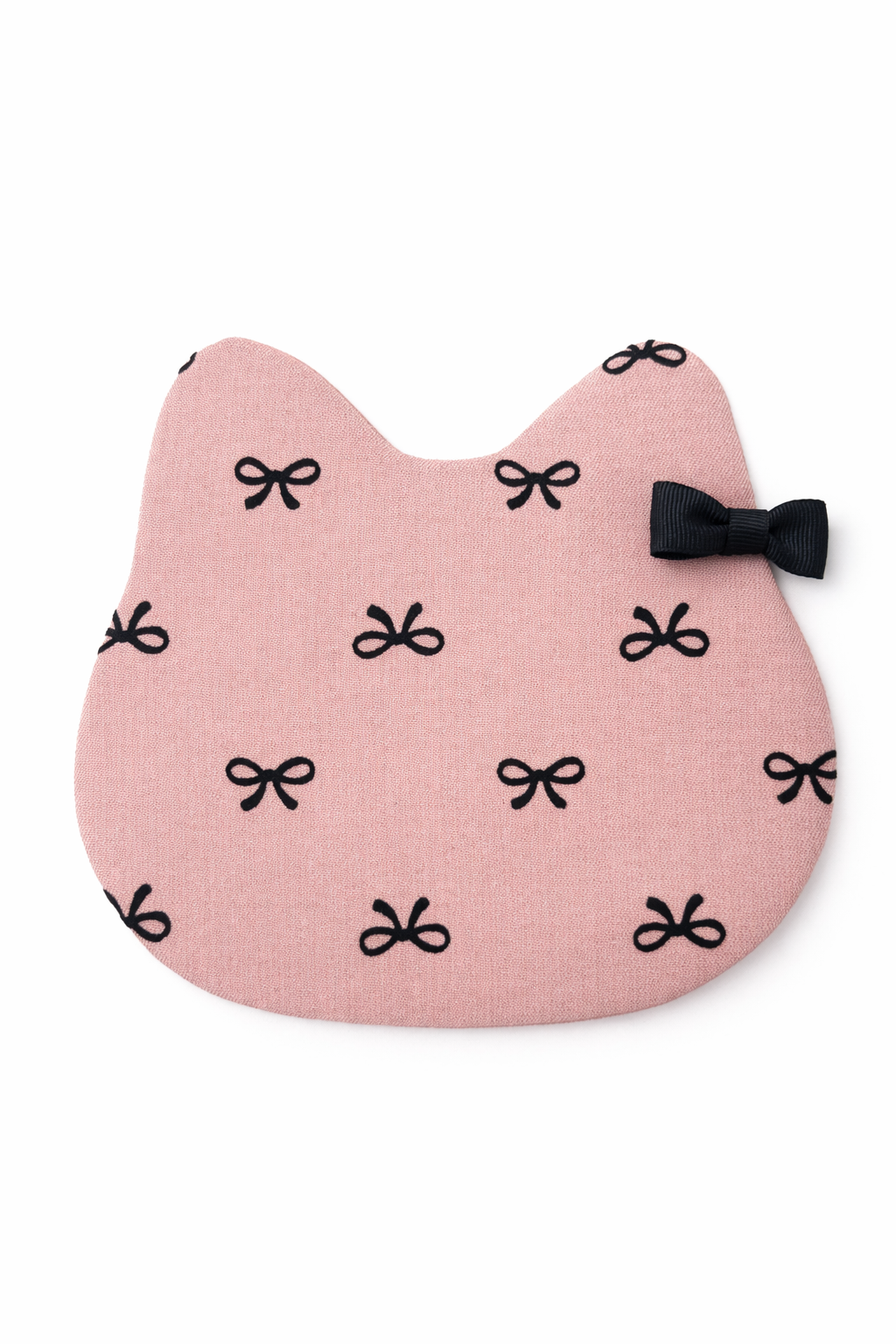 Cat-Shaped Coaster – Bow Print (Pink)