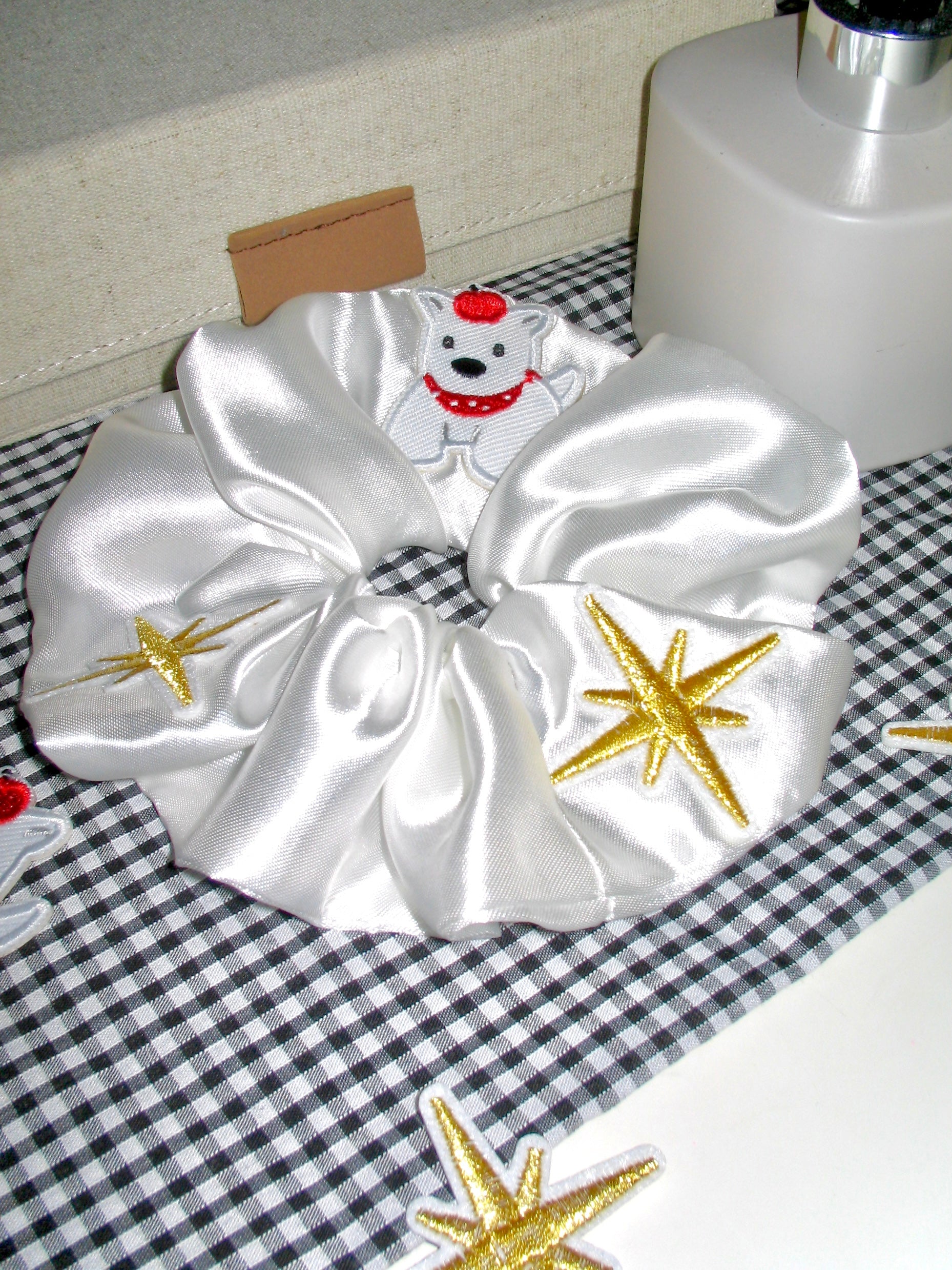 Embroidered Puppy Star Scrunchie