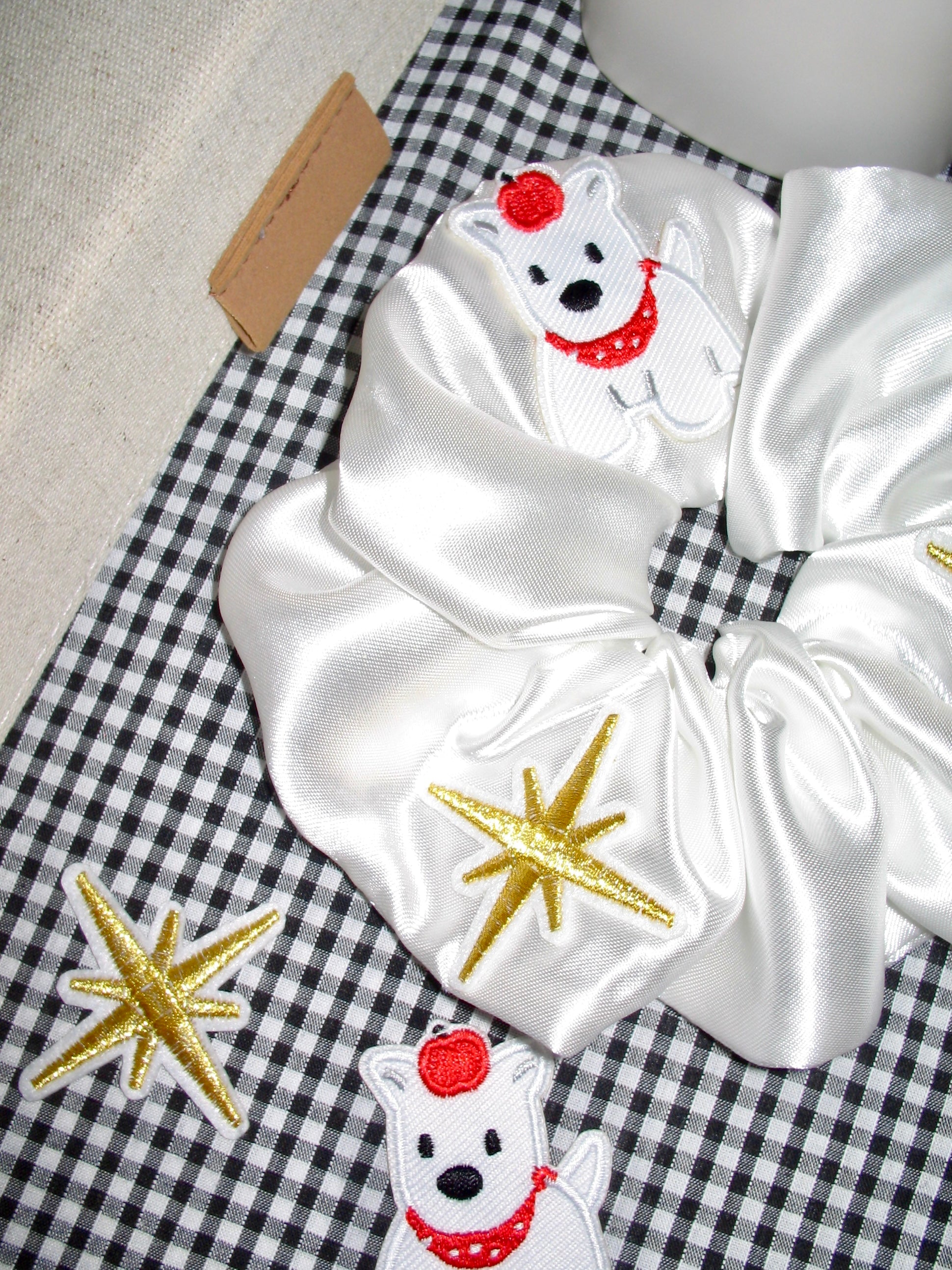 Embroidered Puppy Star Scrunchie