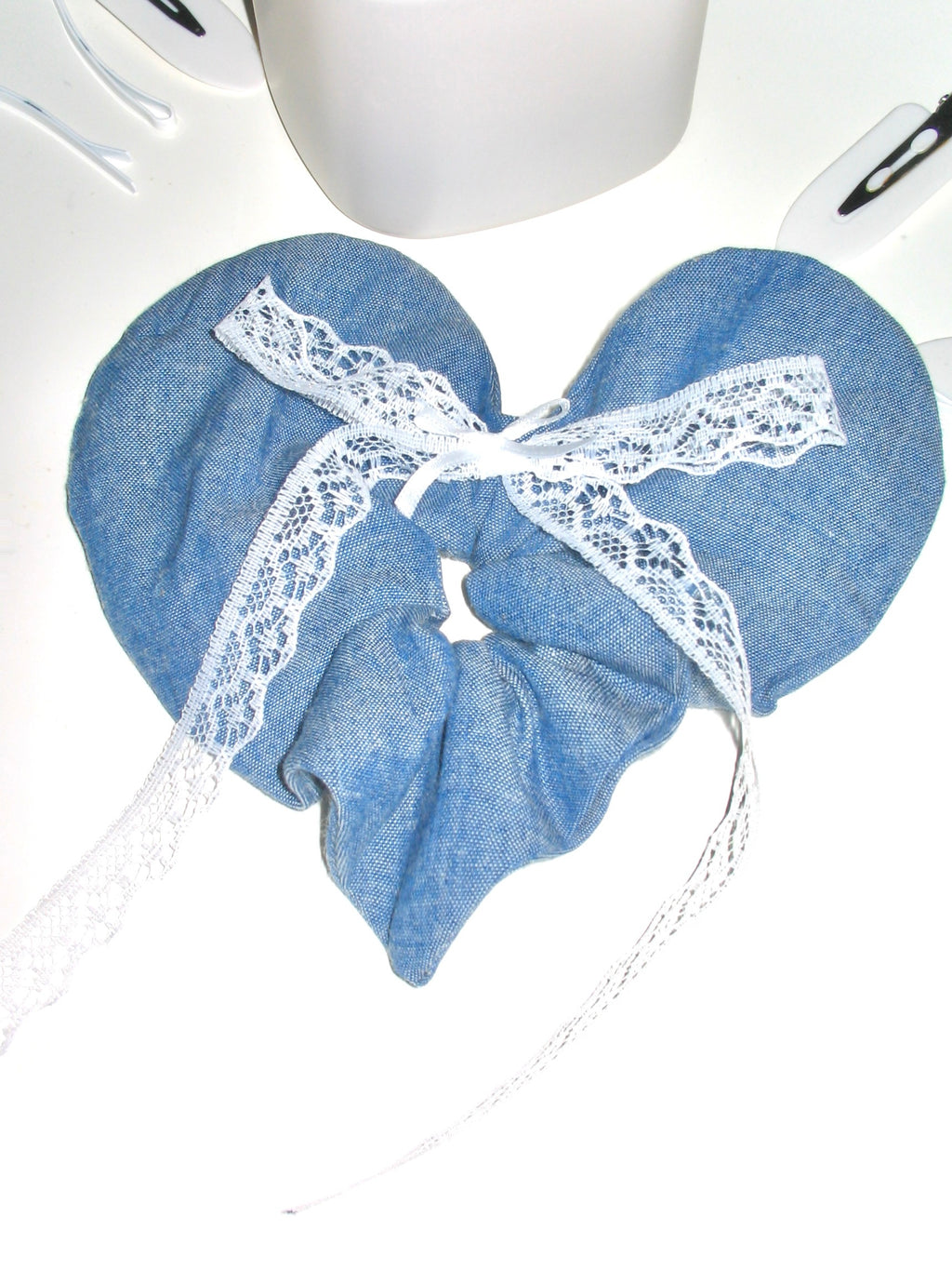 Heart Shape Denim Scrunchie