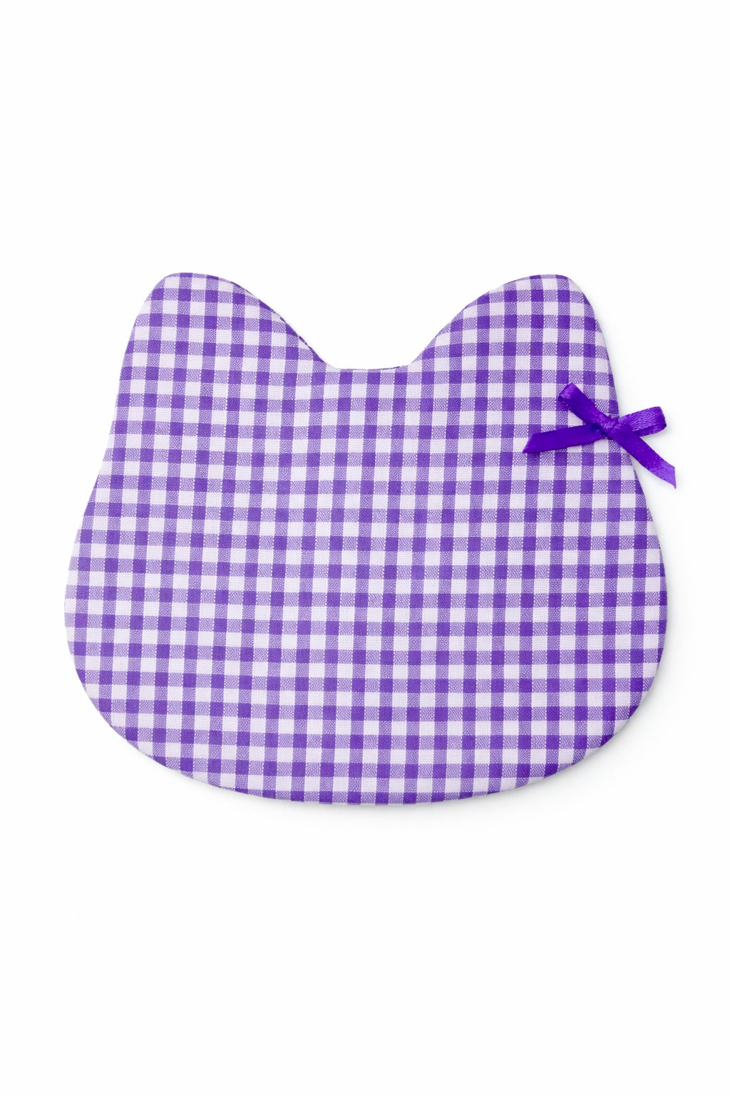 Cat-Shaped Gingham Coaster – Purple