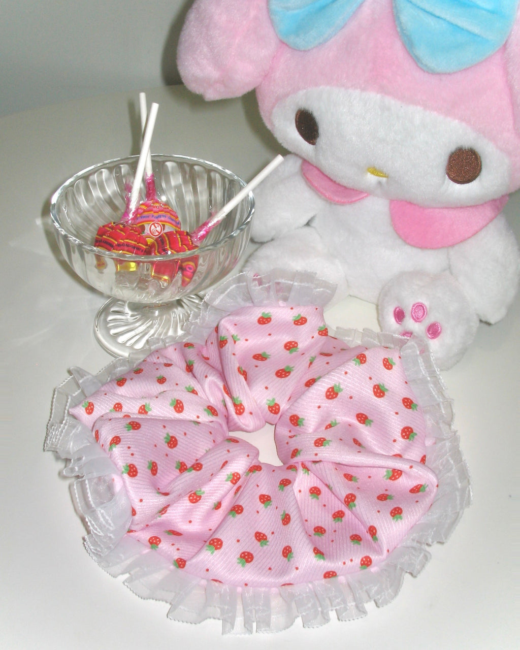 Strawberry Ruffle Scrunchie