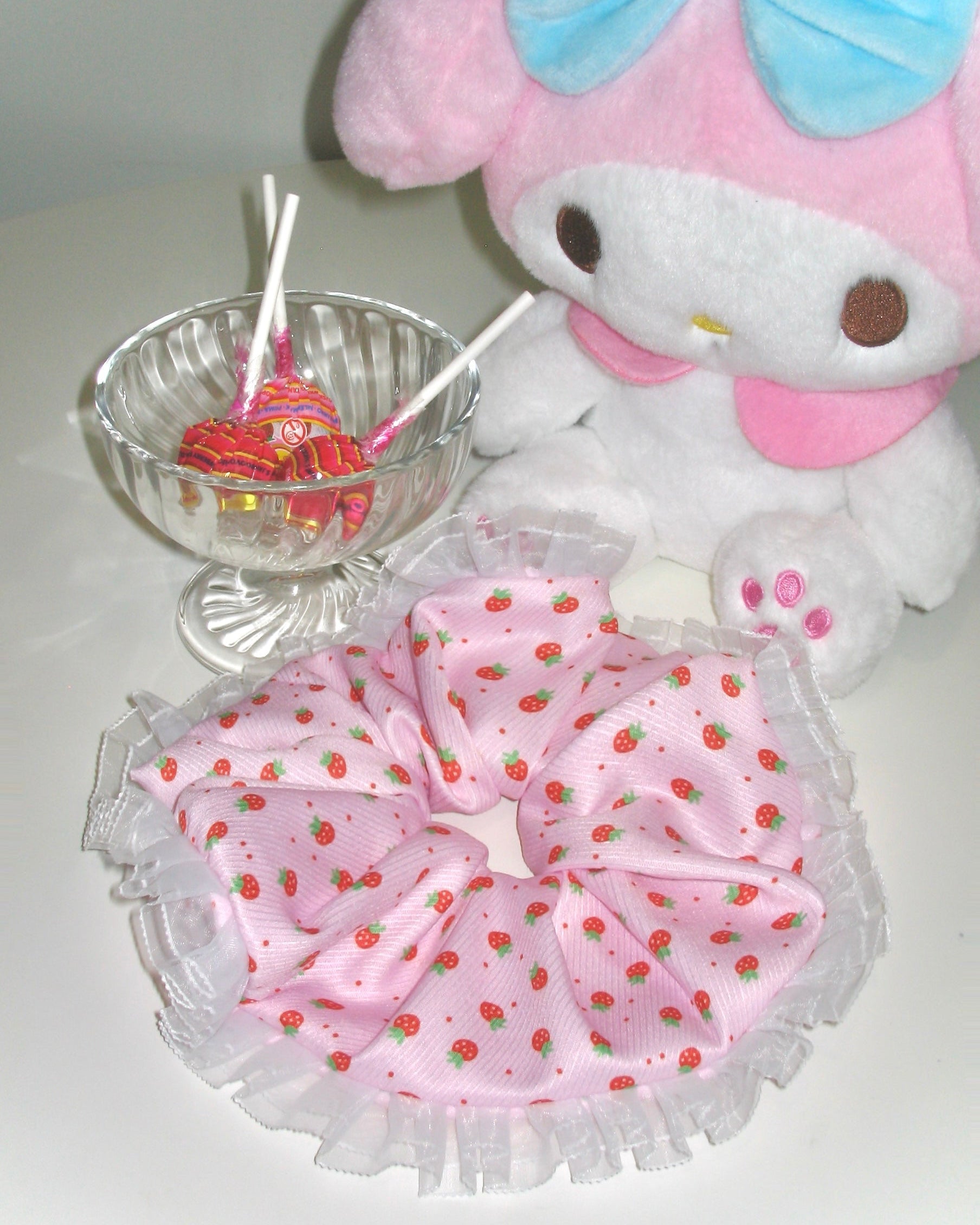 Strawberry Ruffle Scrunchie