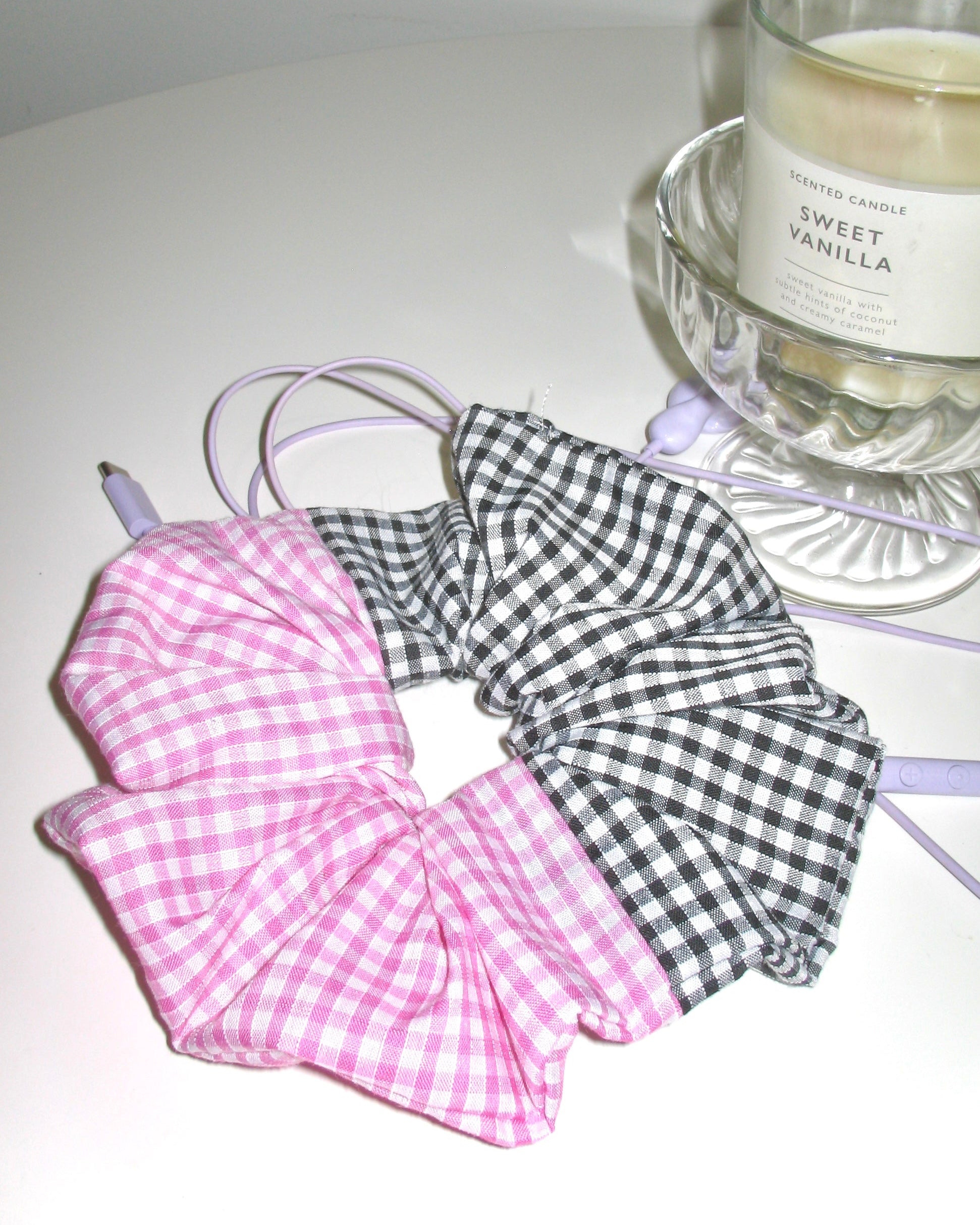 Pink & Black Gingham Scrunchie
