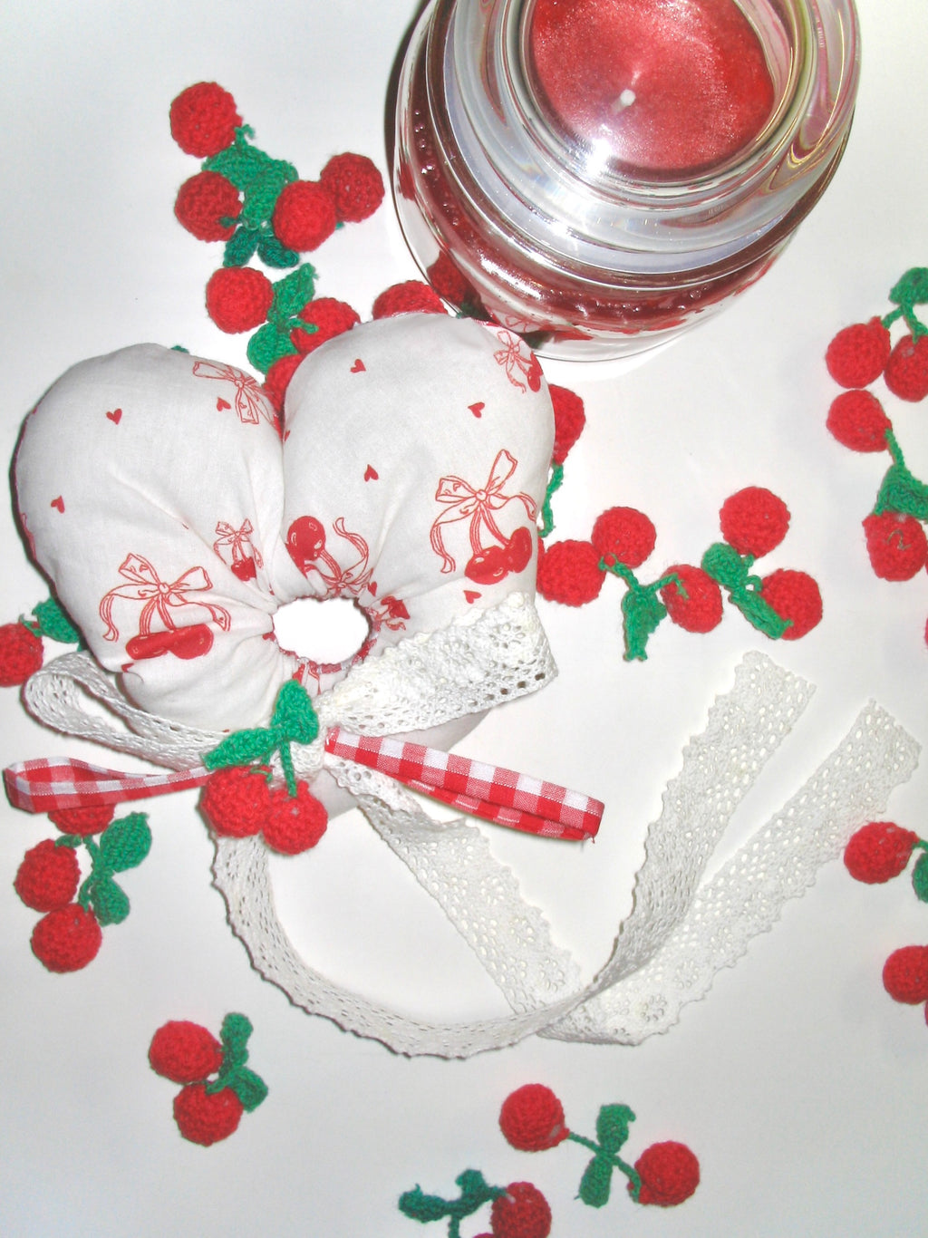 Cherry Heart Scrunchie