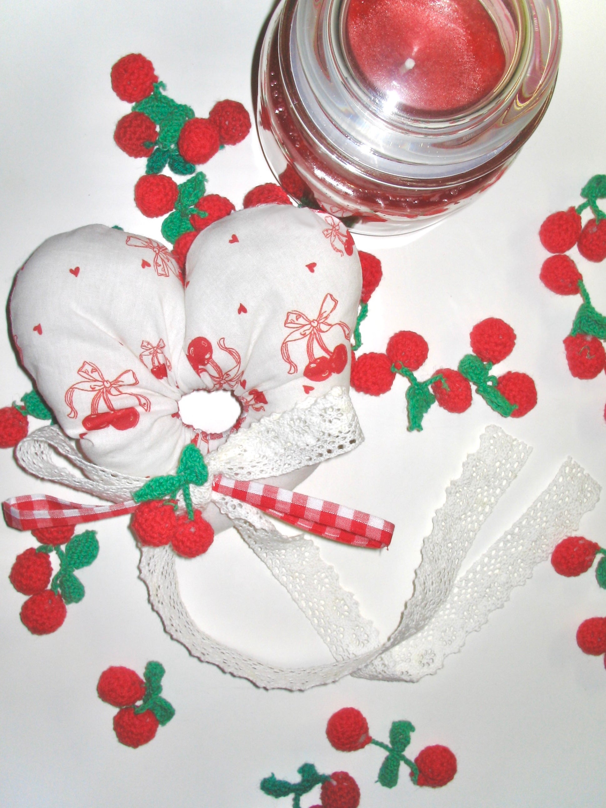 Cherry Heart Scrunchie