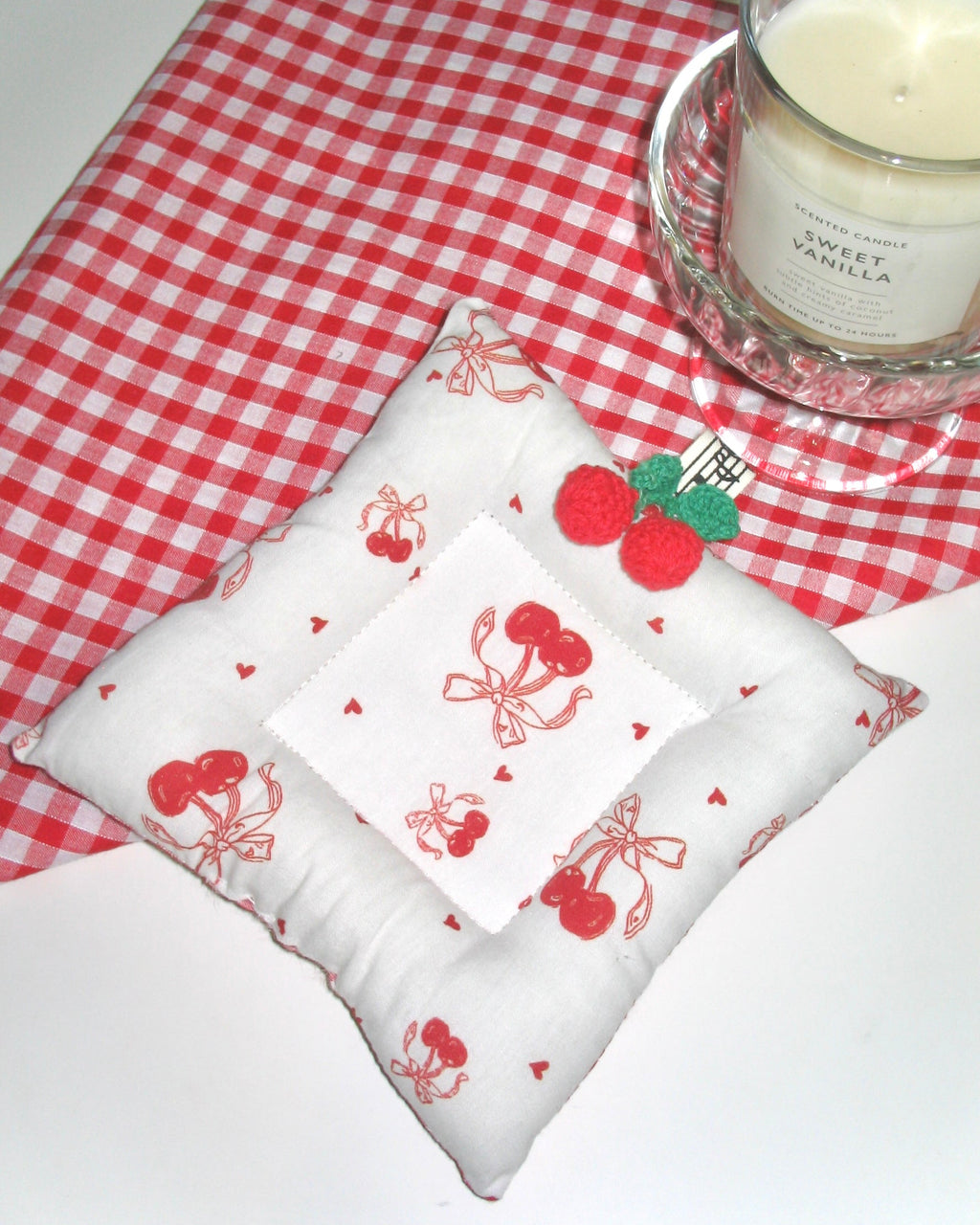 Crochet Cherry Reversible Coaster