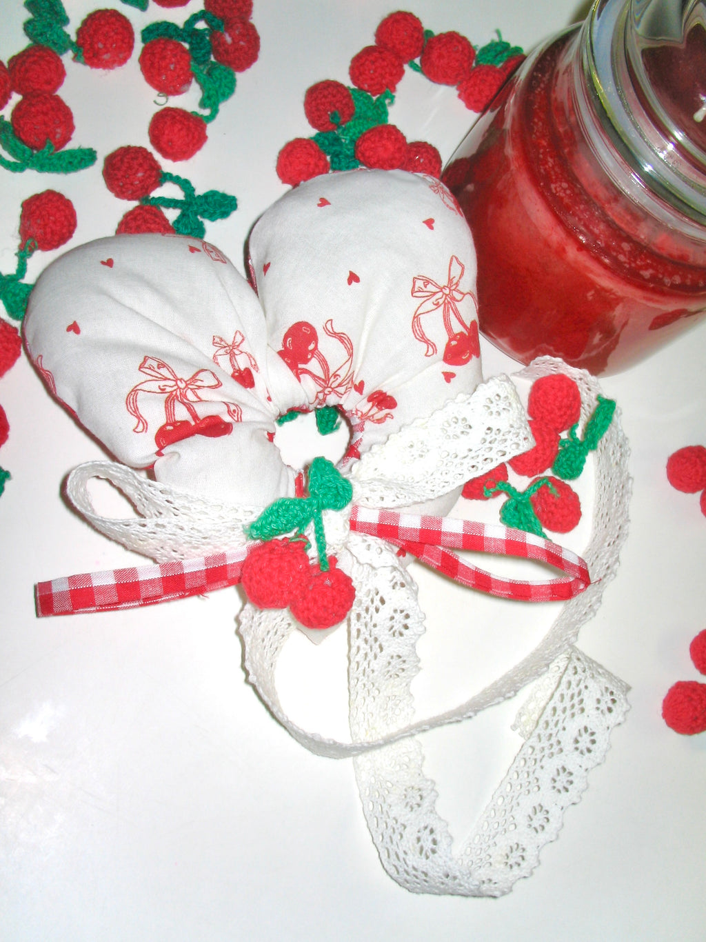 Cherry Heart Scrunchie