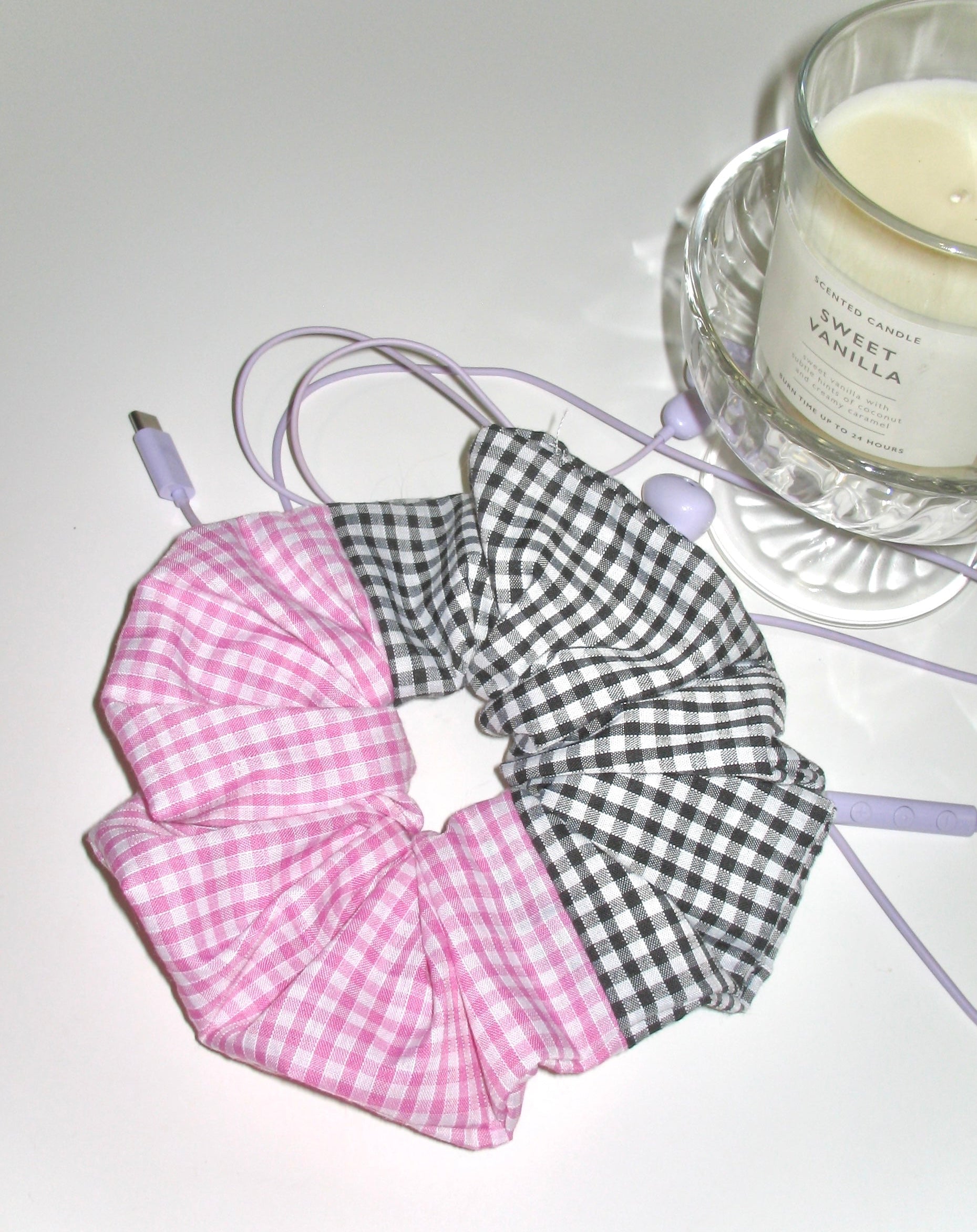Pink & Black Gingham Scrunchie