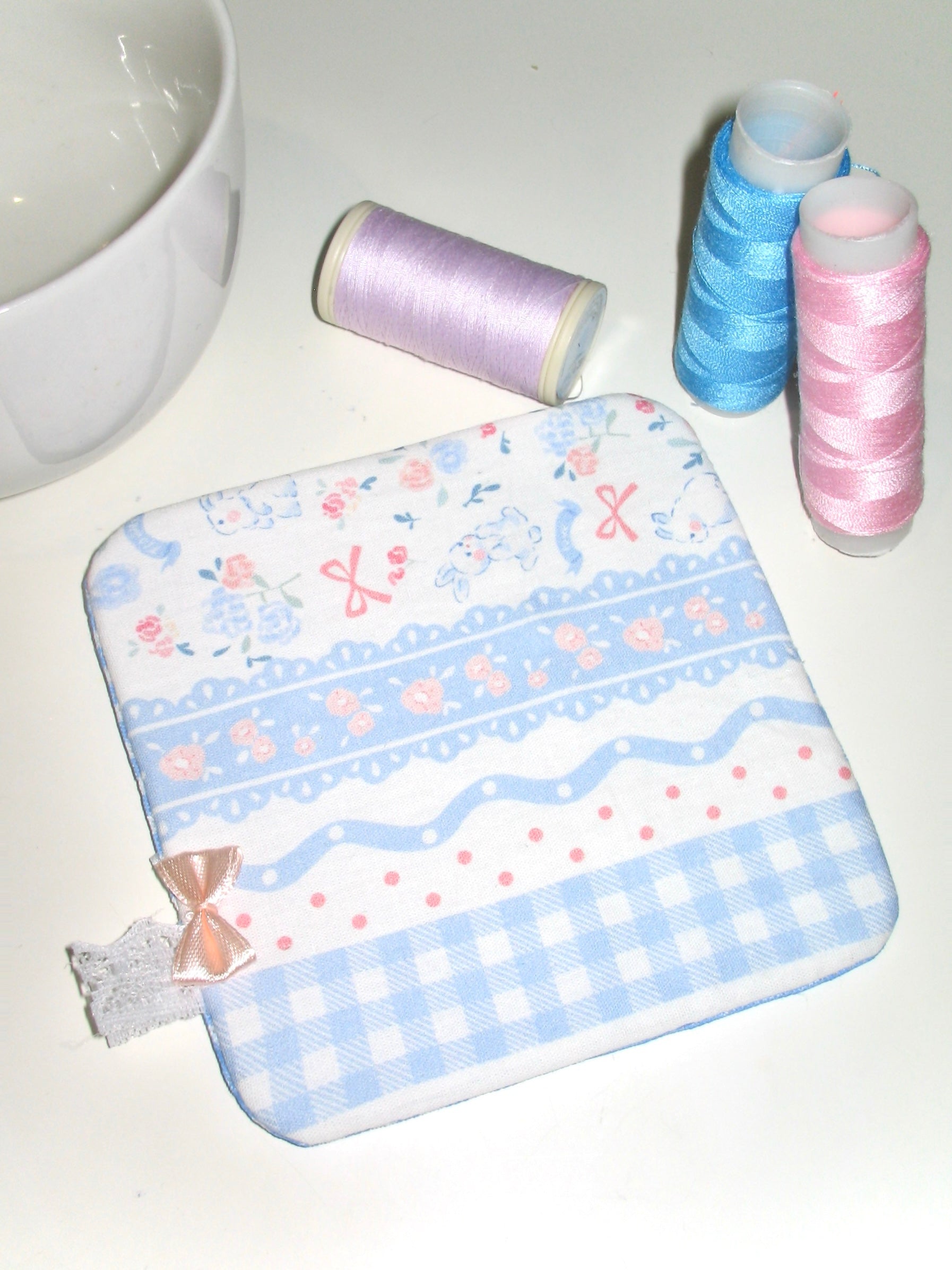 Square Coaster – Bunny Print (Blue)