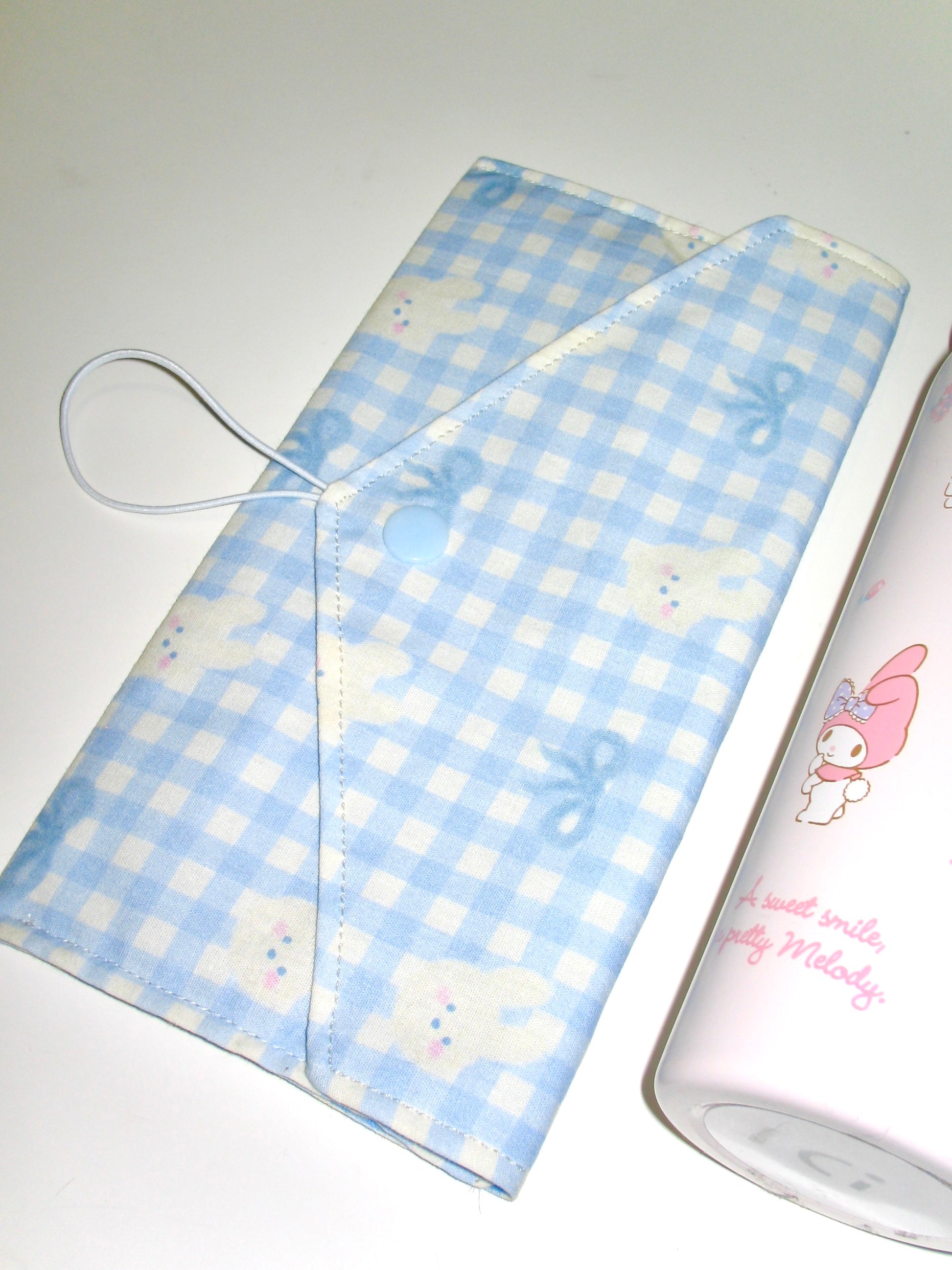 Blue Bunny Gingham Envelope Pouch