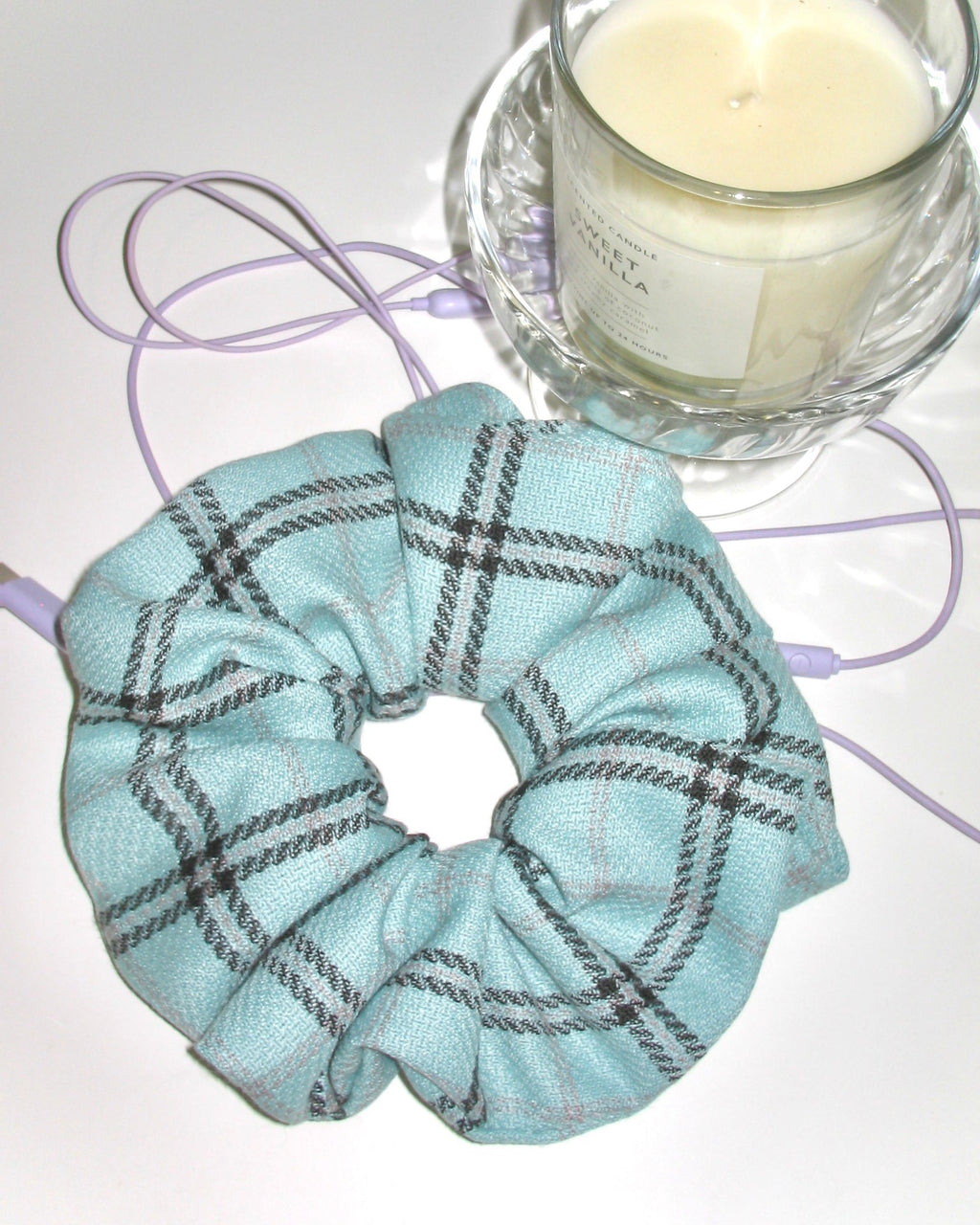 Mint Green Checked Scrunchie