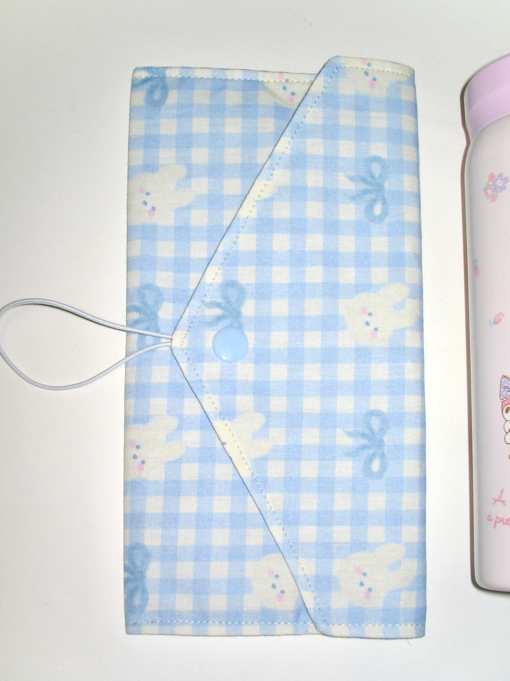 Blue Bunny Gingham Envelope Pouch