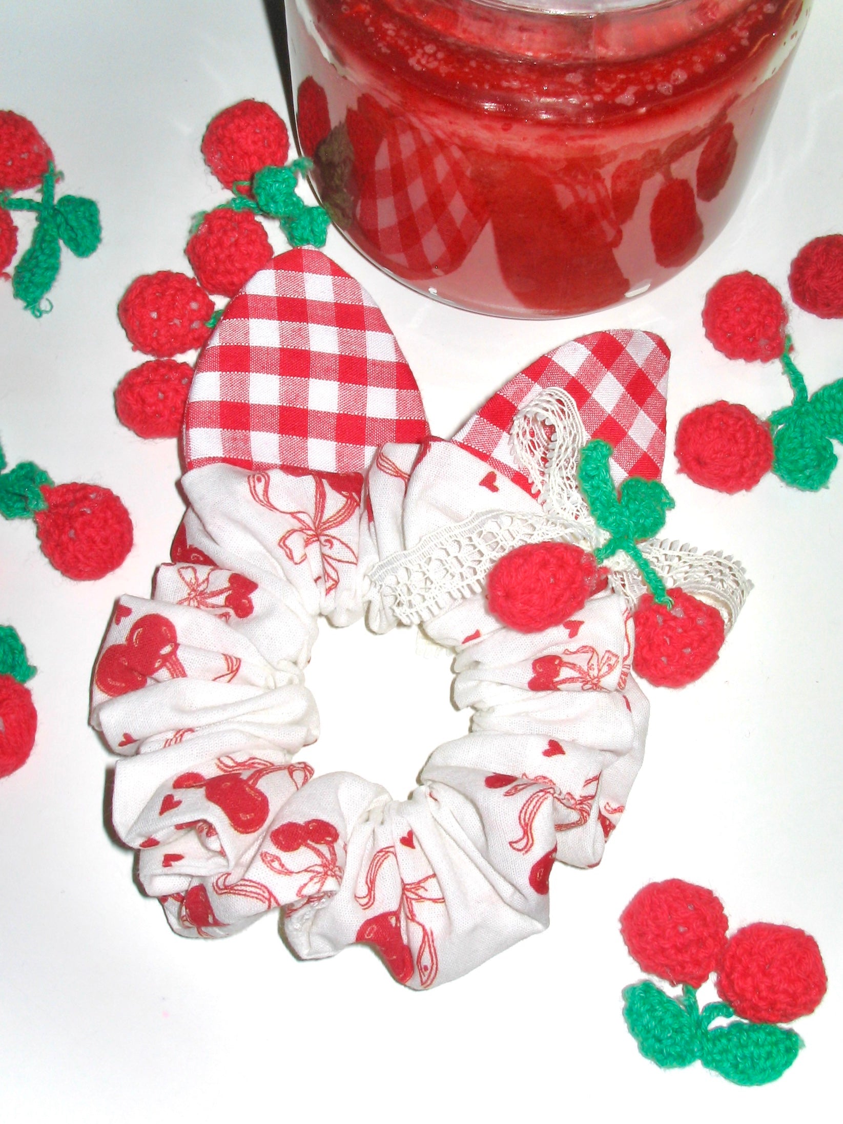 Cherry Fairy Ear Scrunchie