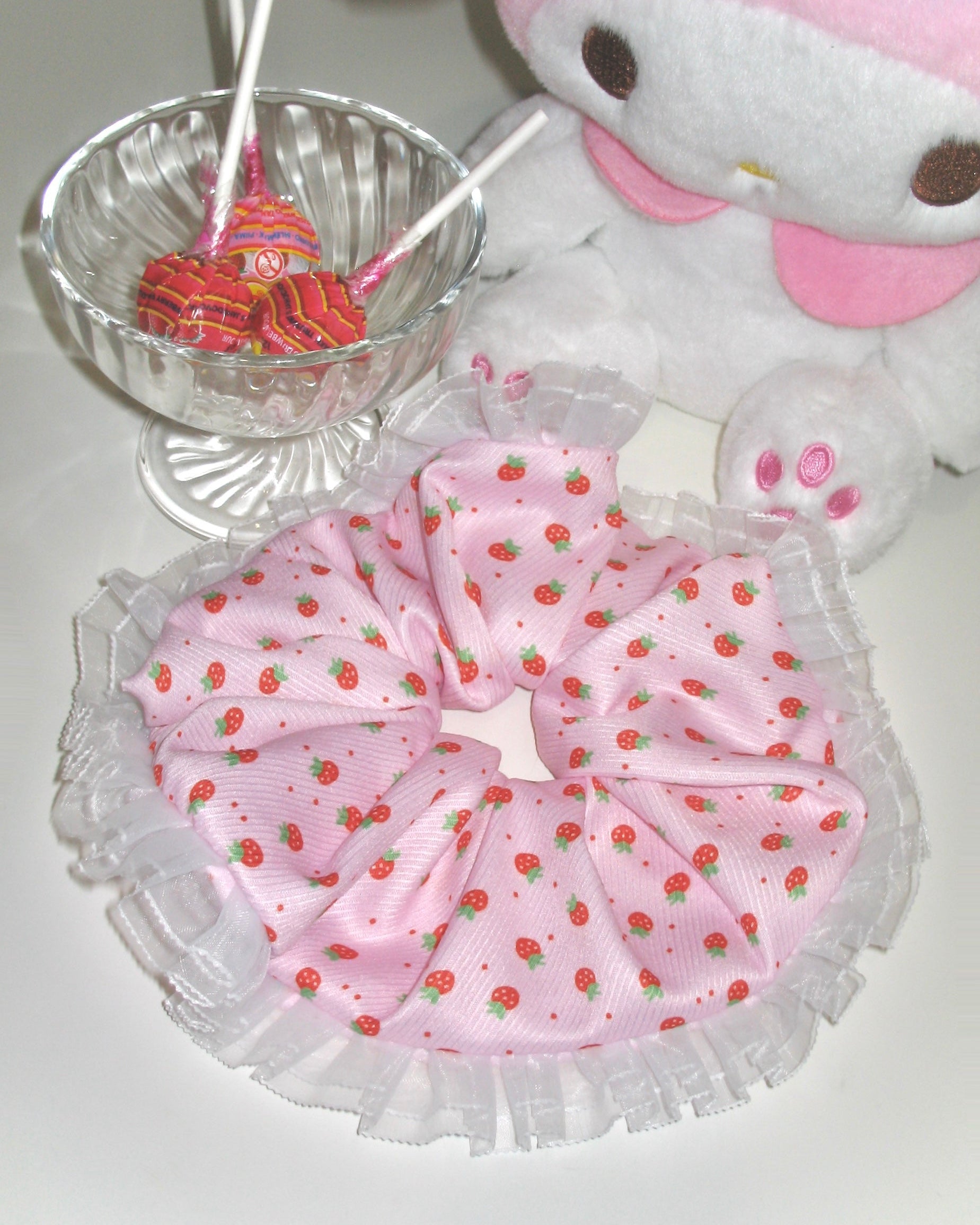 Strawberry Ruffle Scrunchie