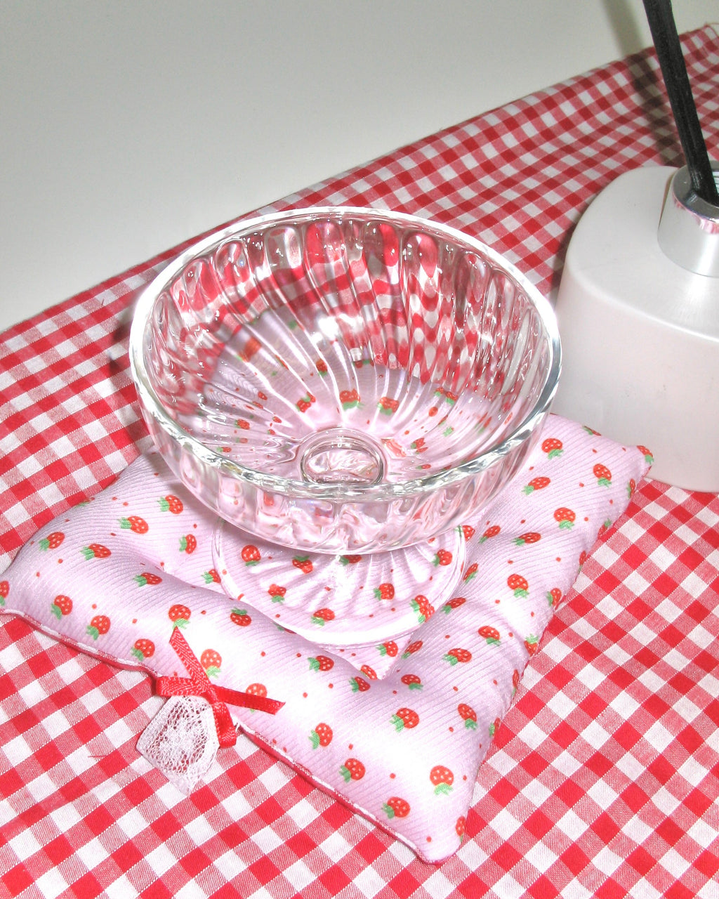 Strawberry Bow Reversible Coaster