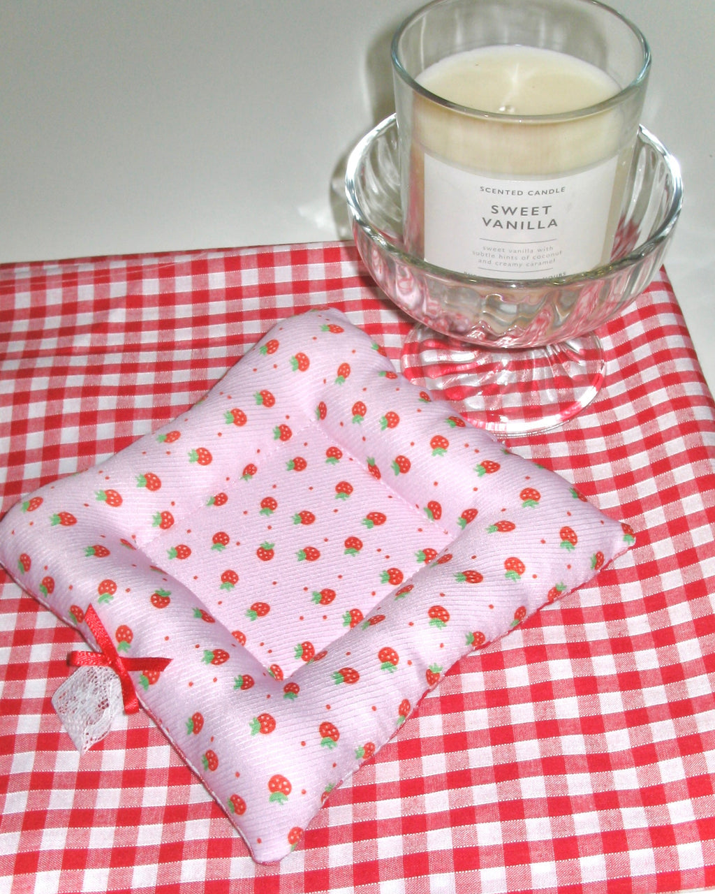Strawberry Bow Reversible Coaster