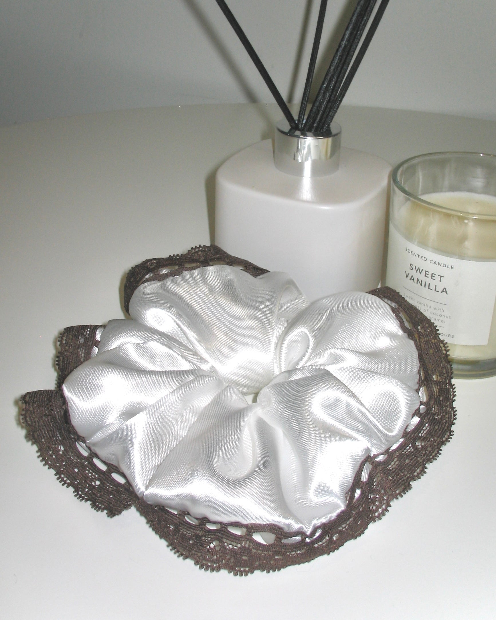 Ivory Satin Lace Scrunchie