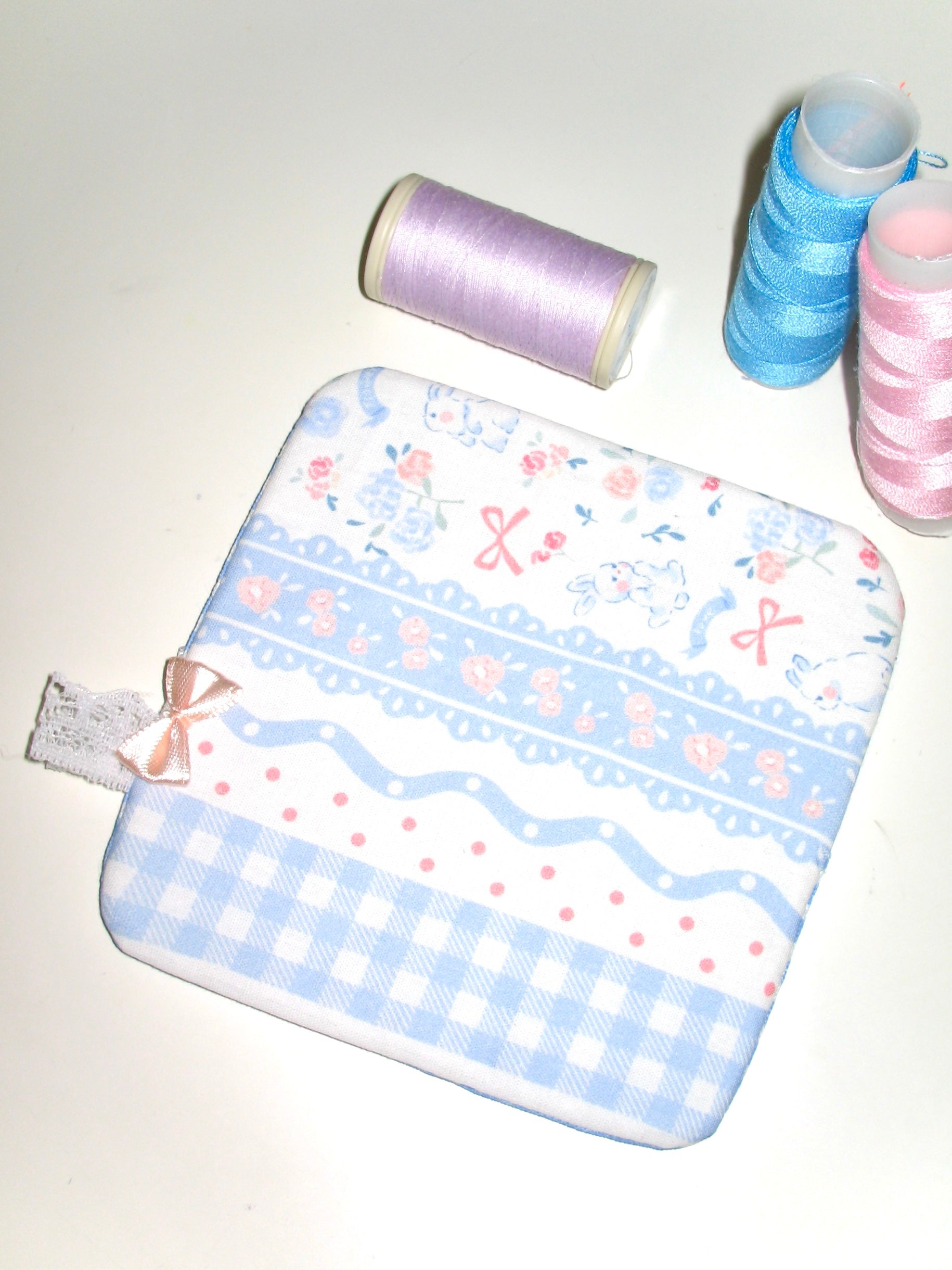 Square Coaster – Bunny Print (Blue)