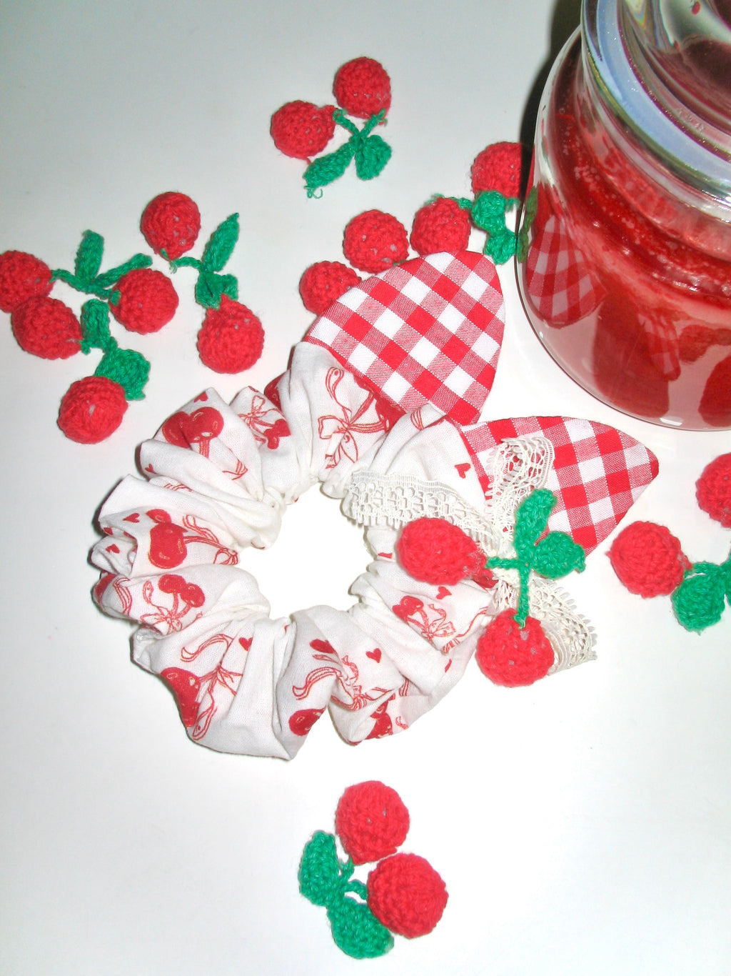 Cherry Fairy Ear Scrunchie