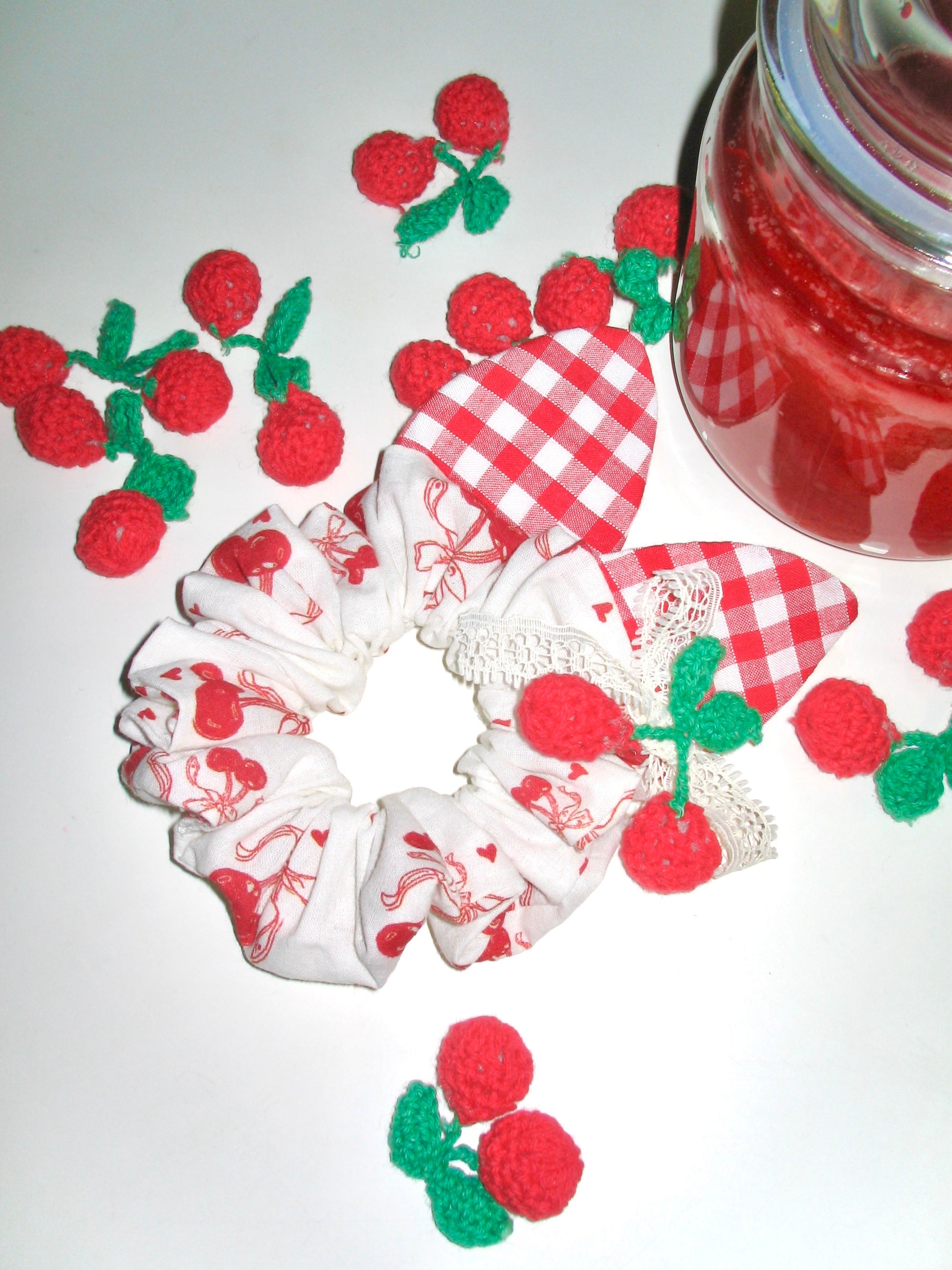 Cherry Fairy Ear Scrunchie