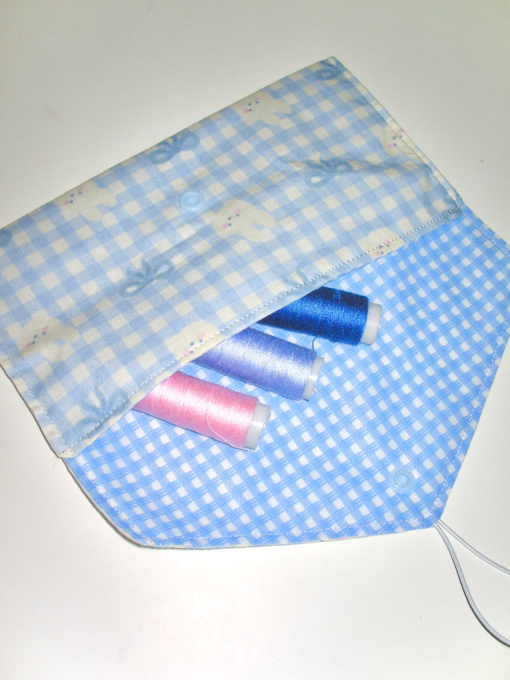 Blue Bunny Gingham Envelope Pouch