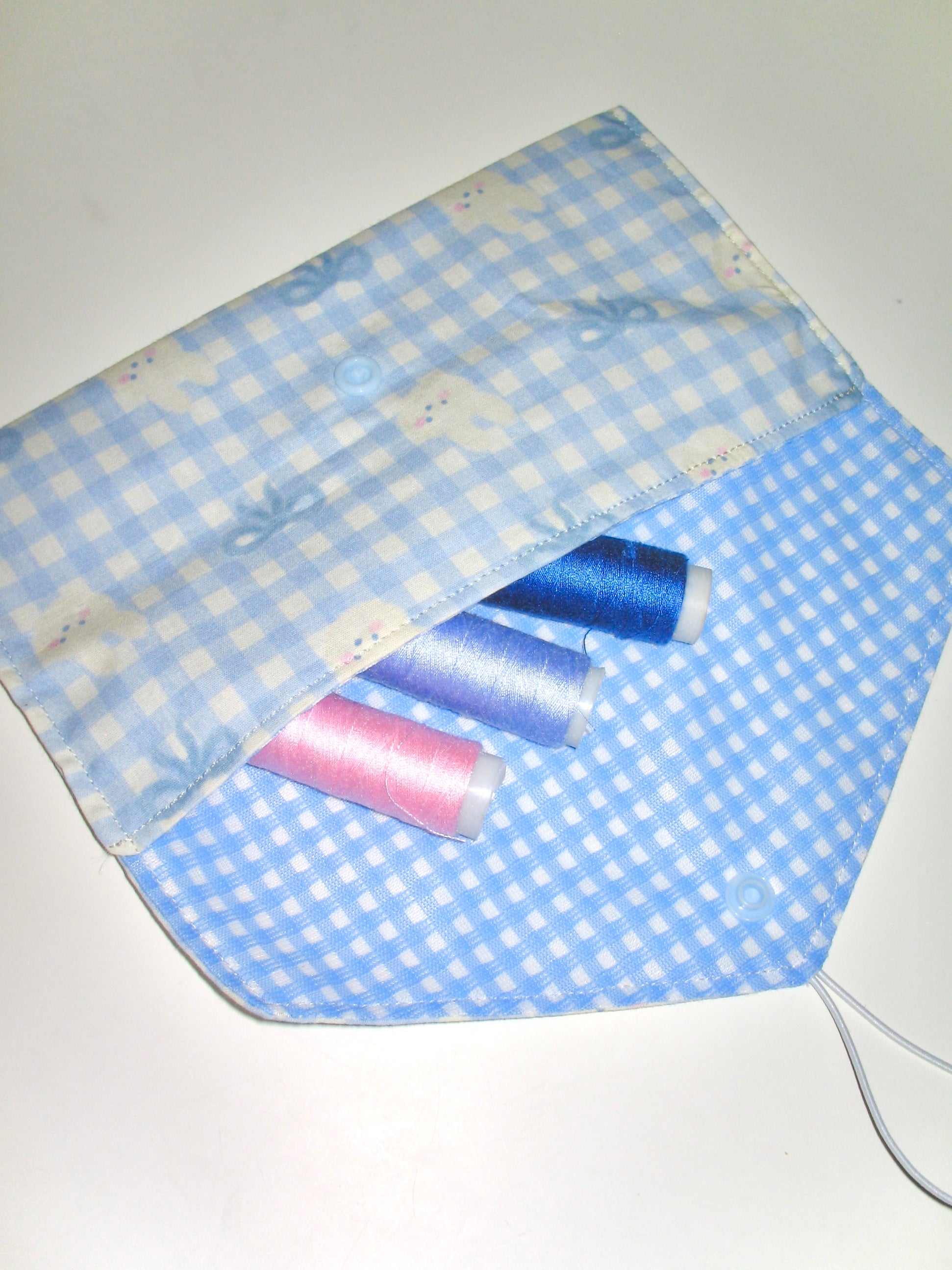 Blue Bunny Gingham Envelope Pouch