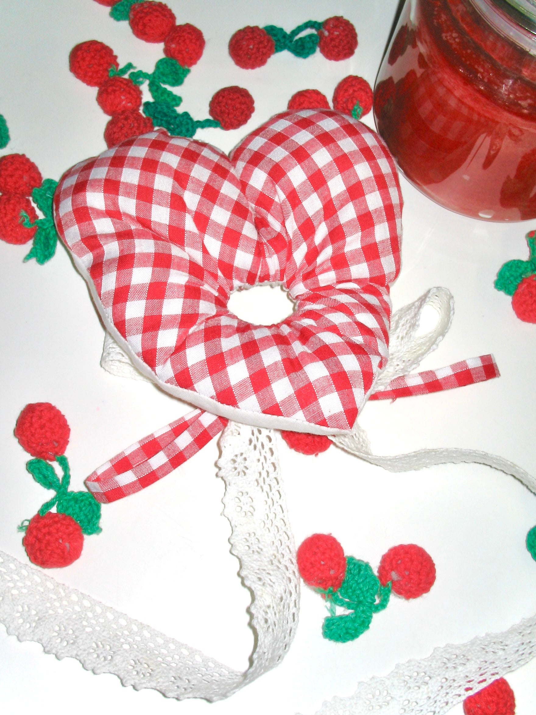 Cherry Heart Scrunchie
