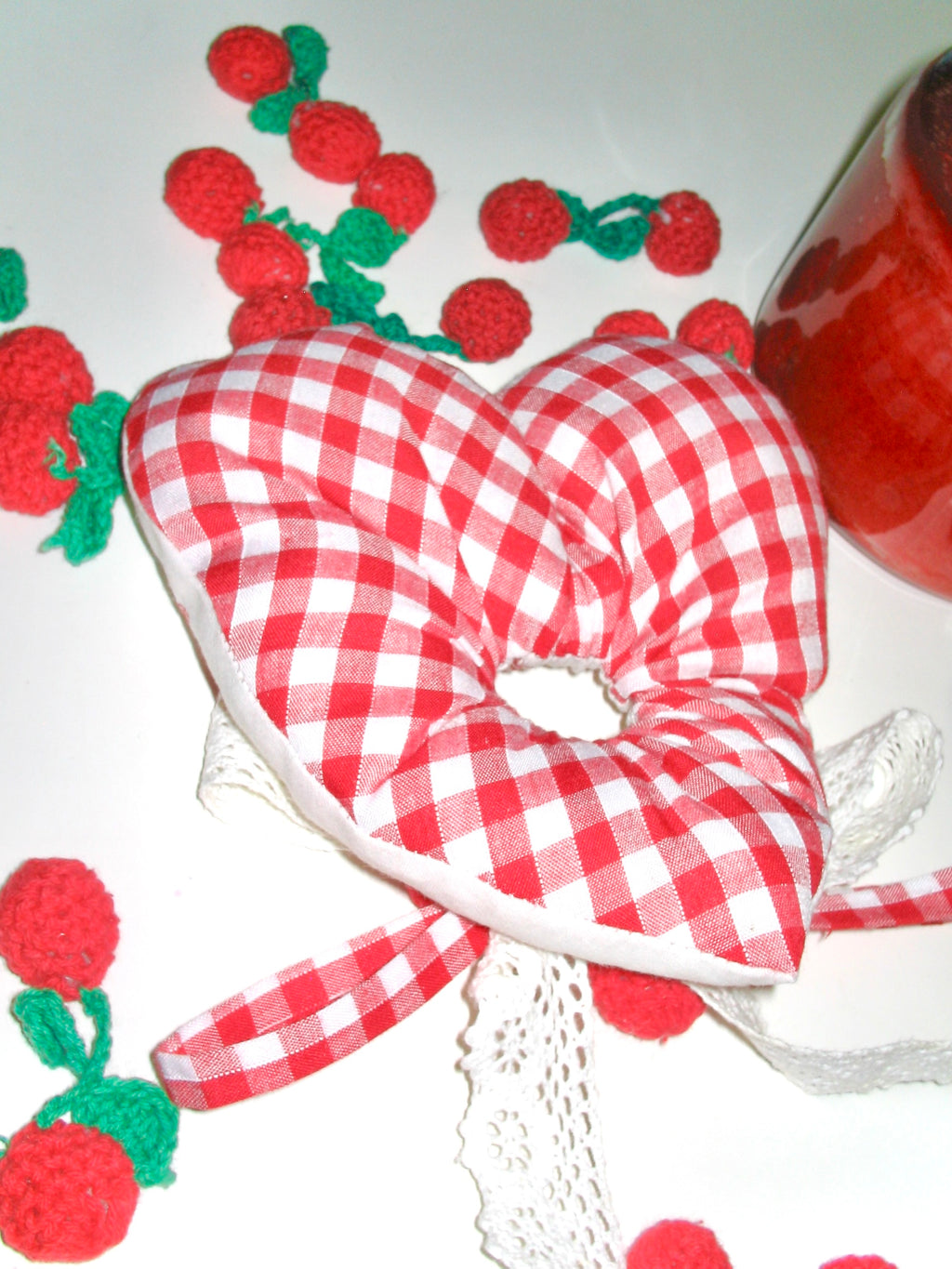 Cherry Heart Scrunchie