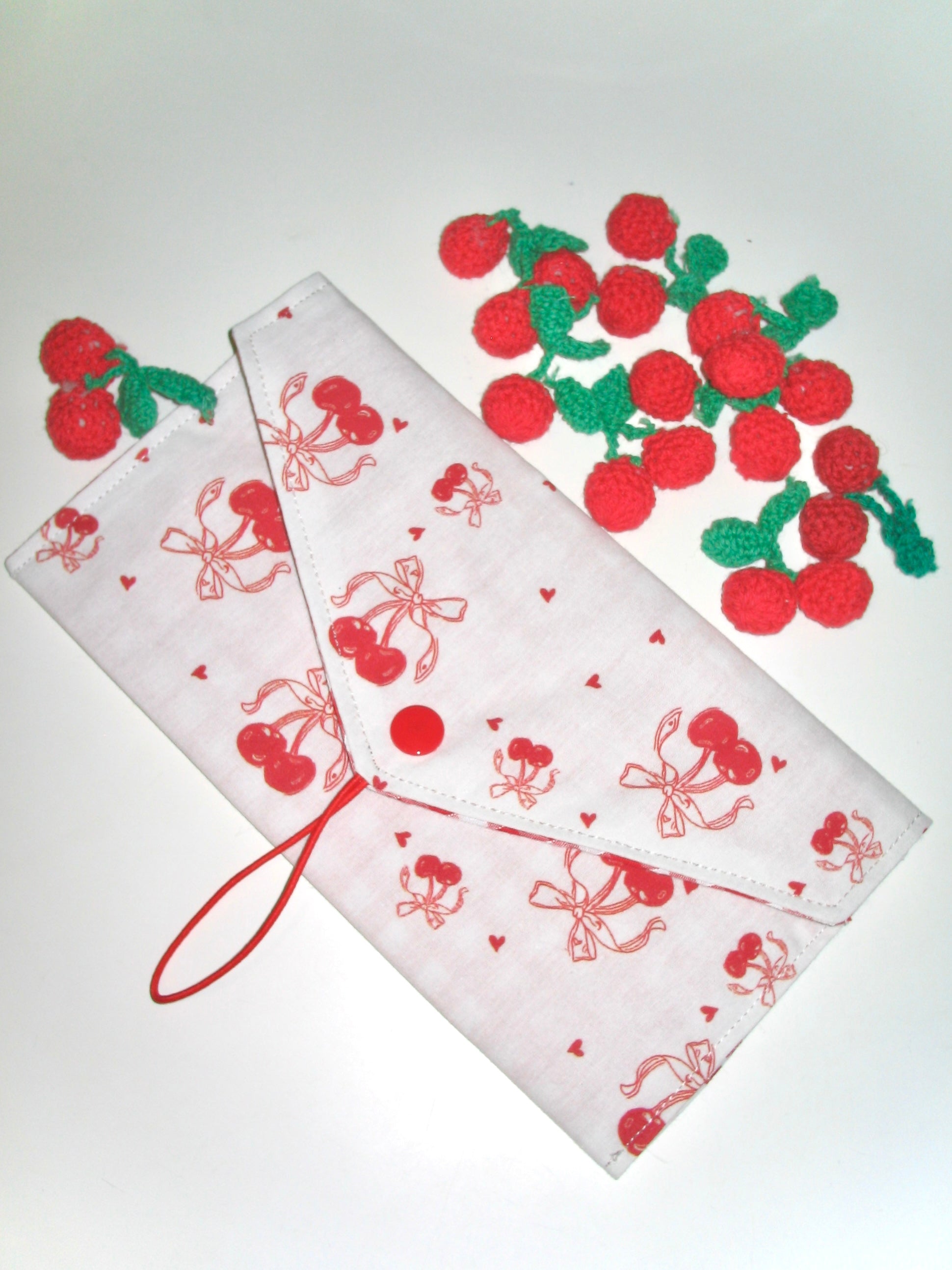 Cherry Print Envelope Pouch