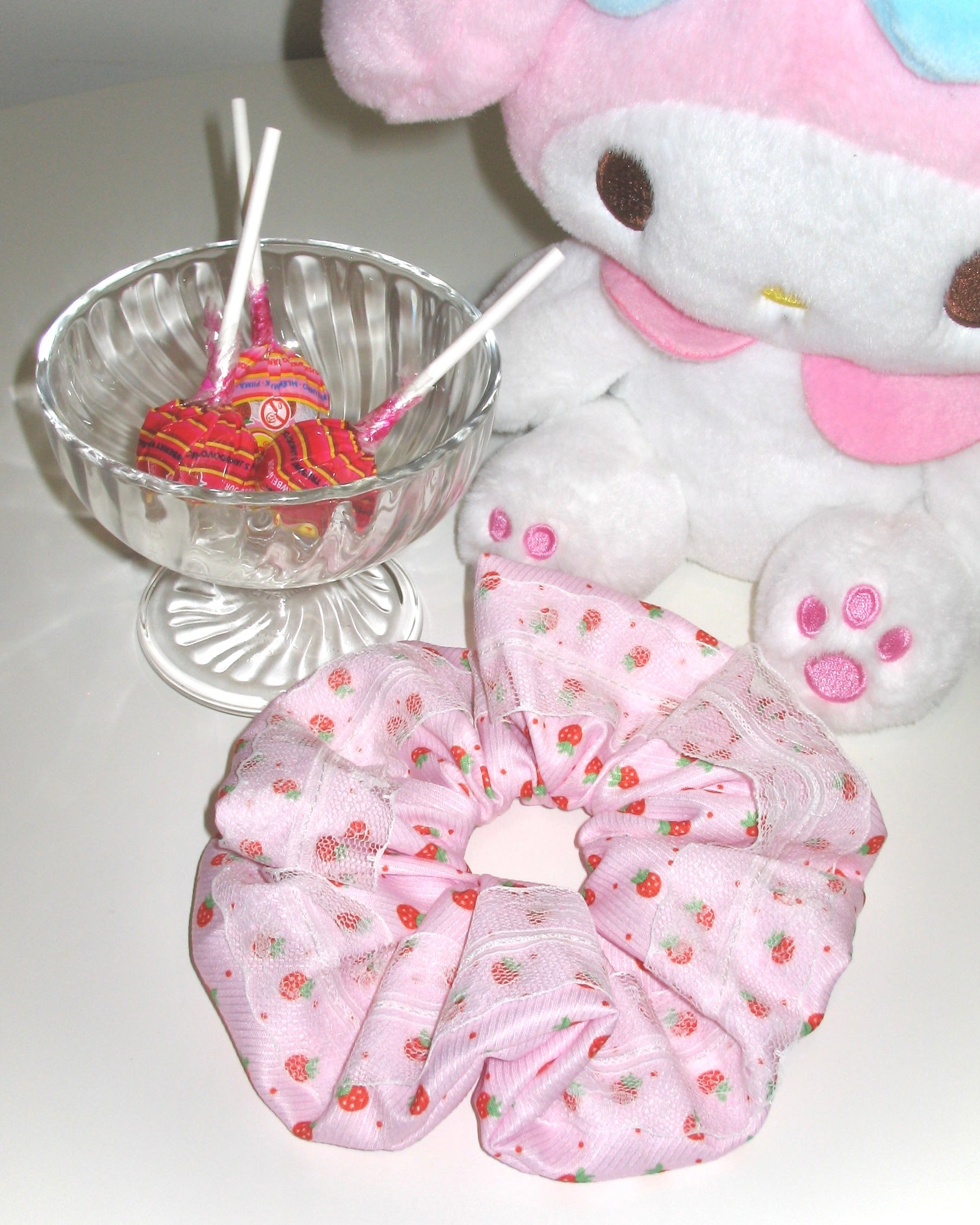 Strawberry Fields Forever Lace Scrunchie