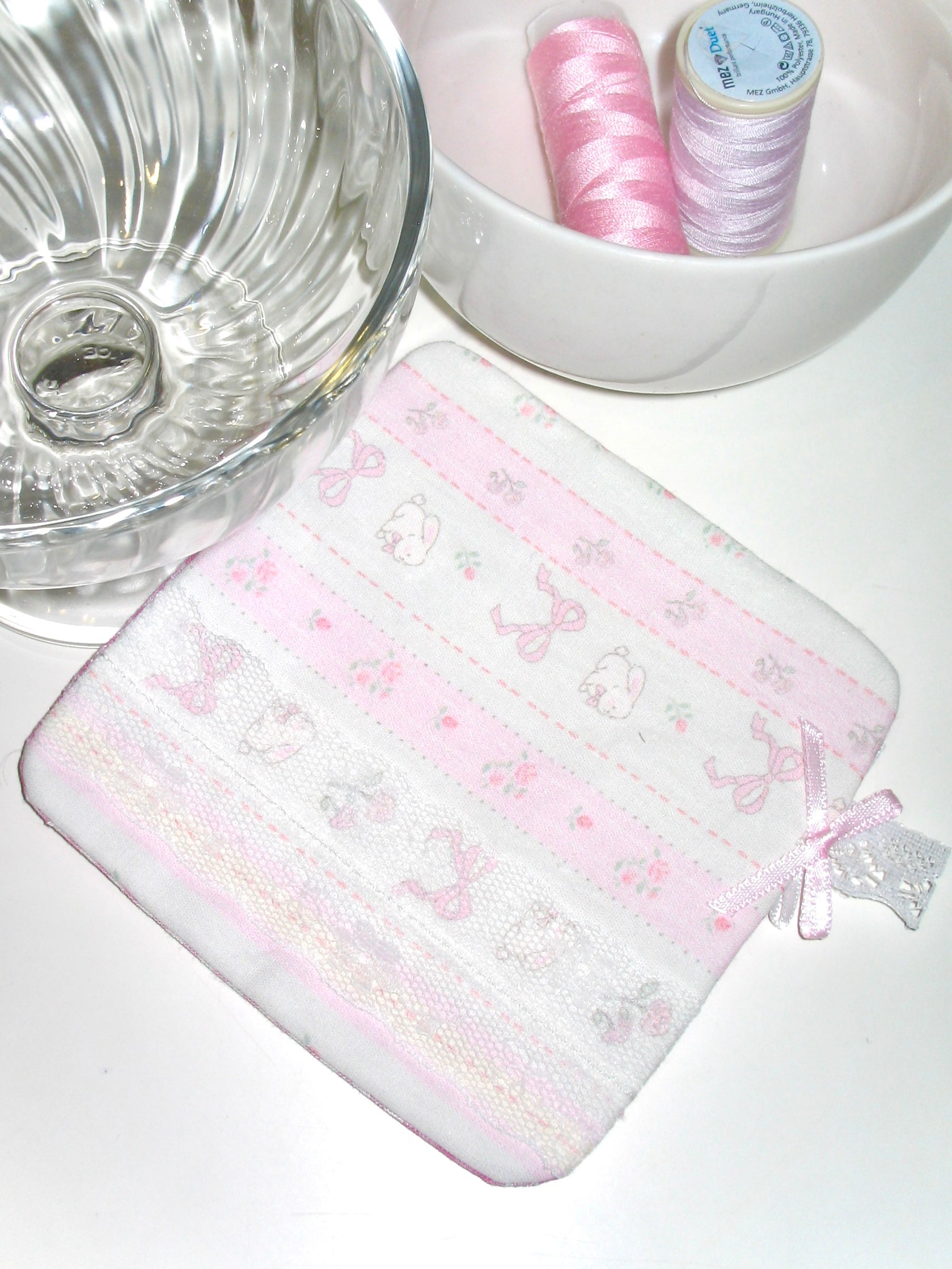Square Coaster – Bunny & Lace (Pink)